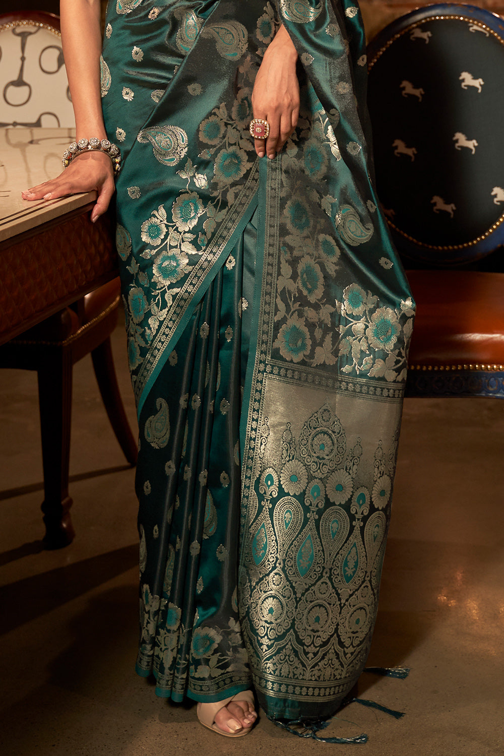 Buy Orange Banarasi Silk Saree Nitaraa