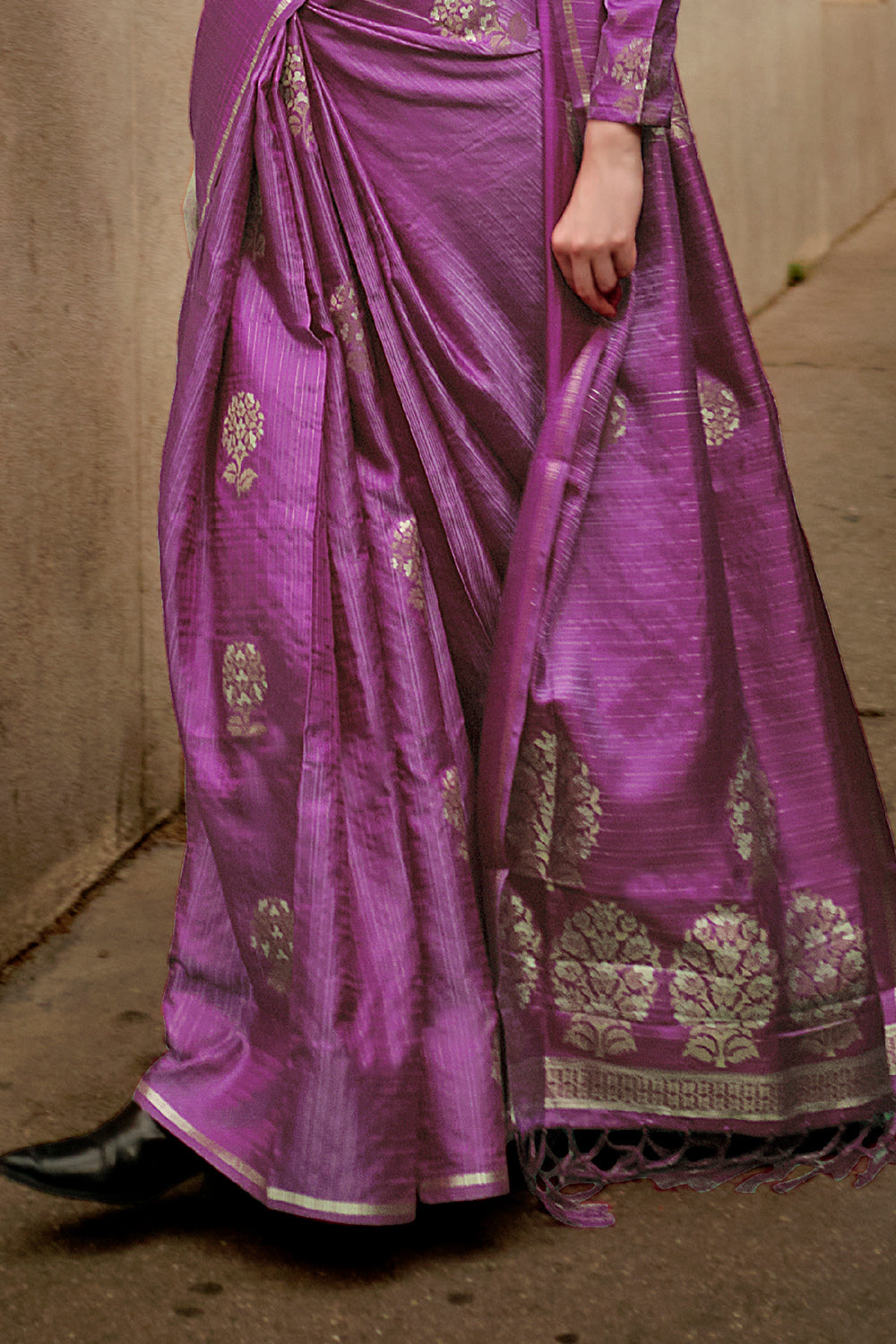 Purple Satin Silk Saree