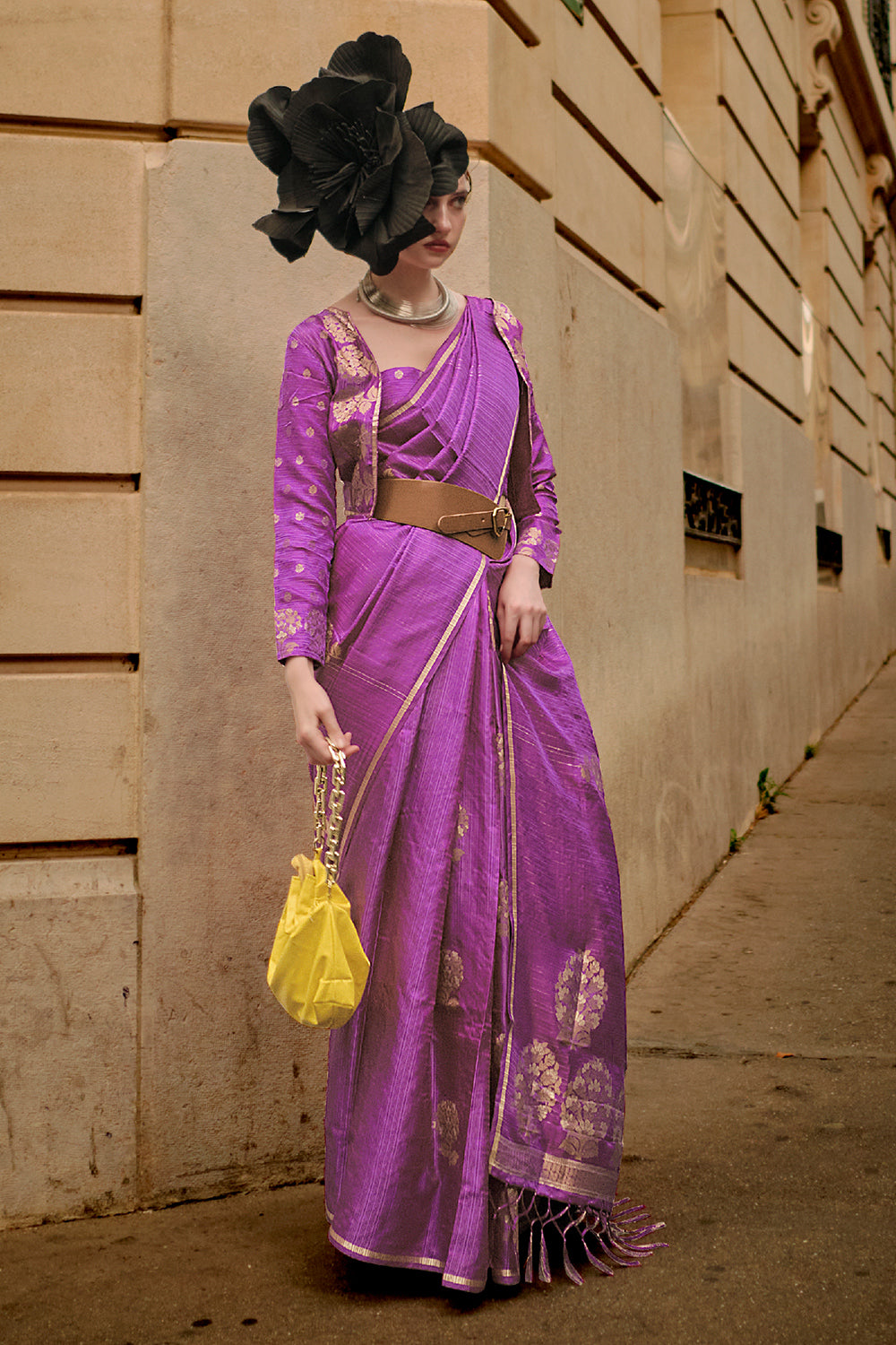 Purple Satin Silk Saree