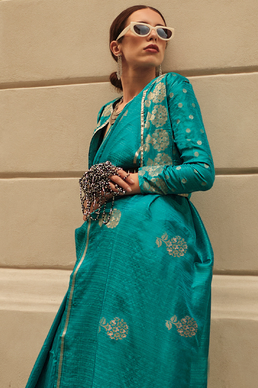 Bottle Green Satin Silk Saree