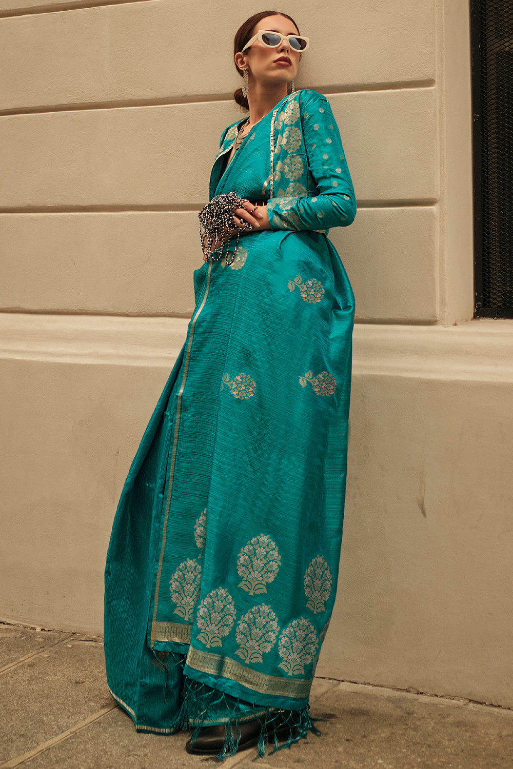 Bottle Green Satin Silk Saree