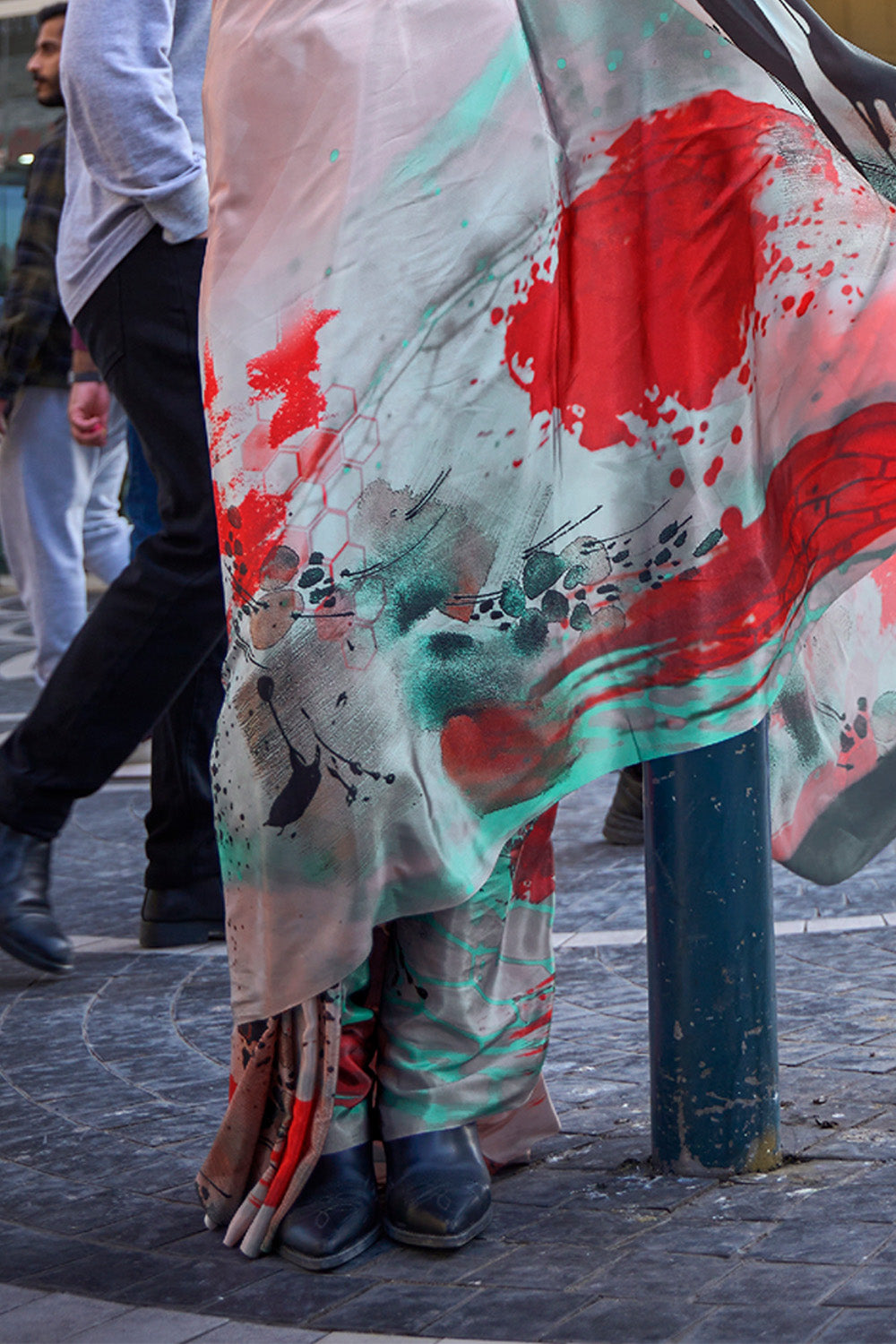 Multicolor Silk Digital Printed Saree With Blouse Piece