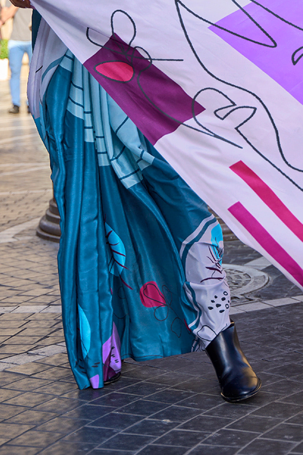 Multicolor Silk Digital Printed Saree With Blouse Piece