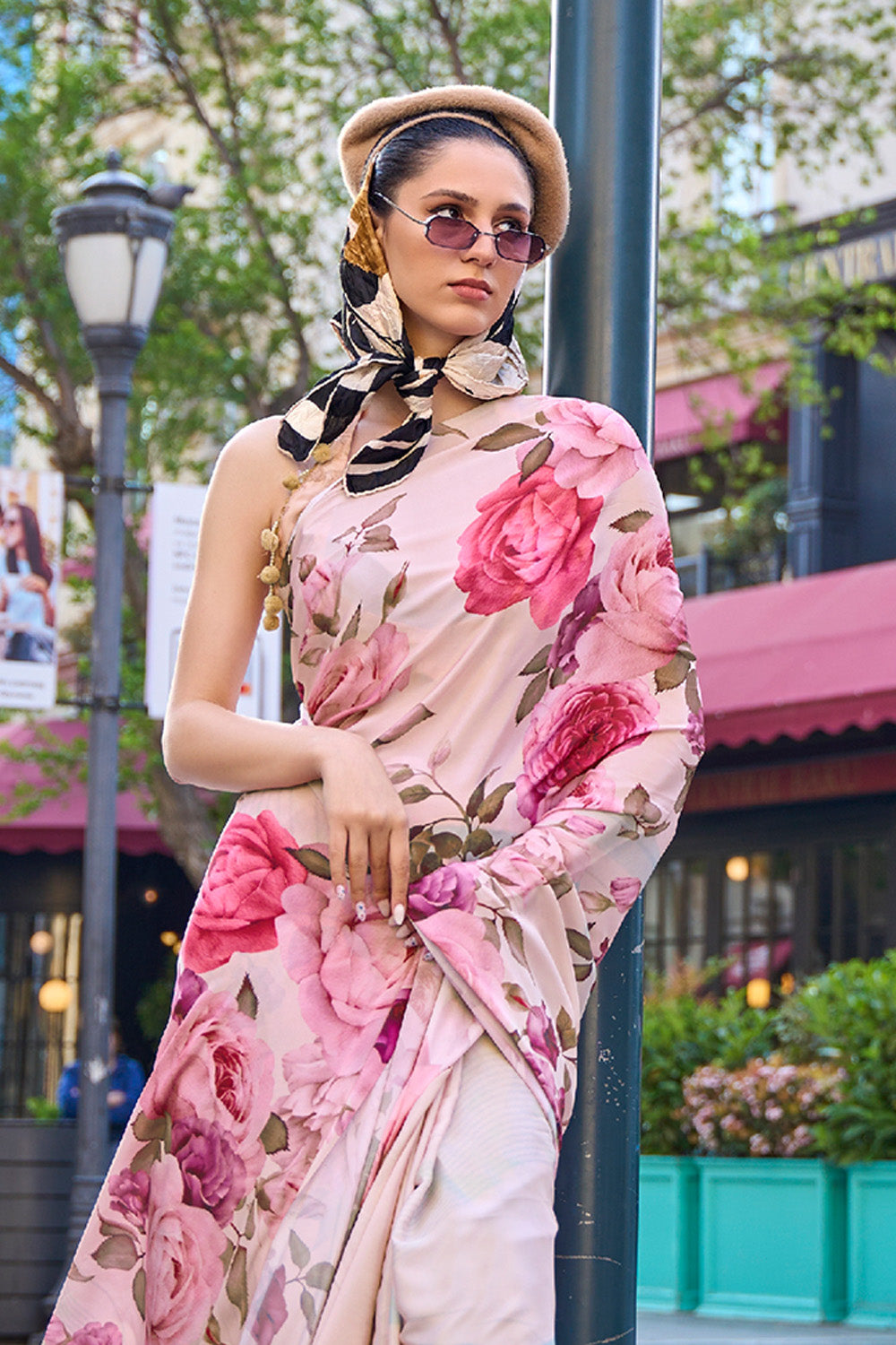 Multicolor Silk Digital Printed Saree With Blouse Piece