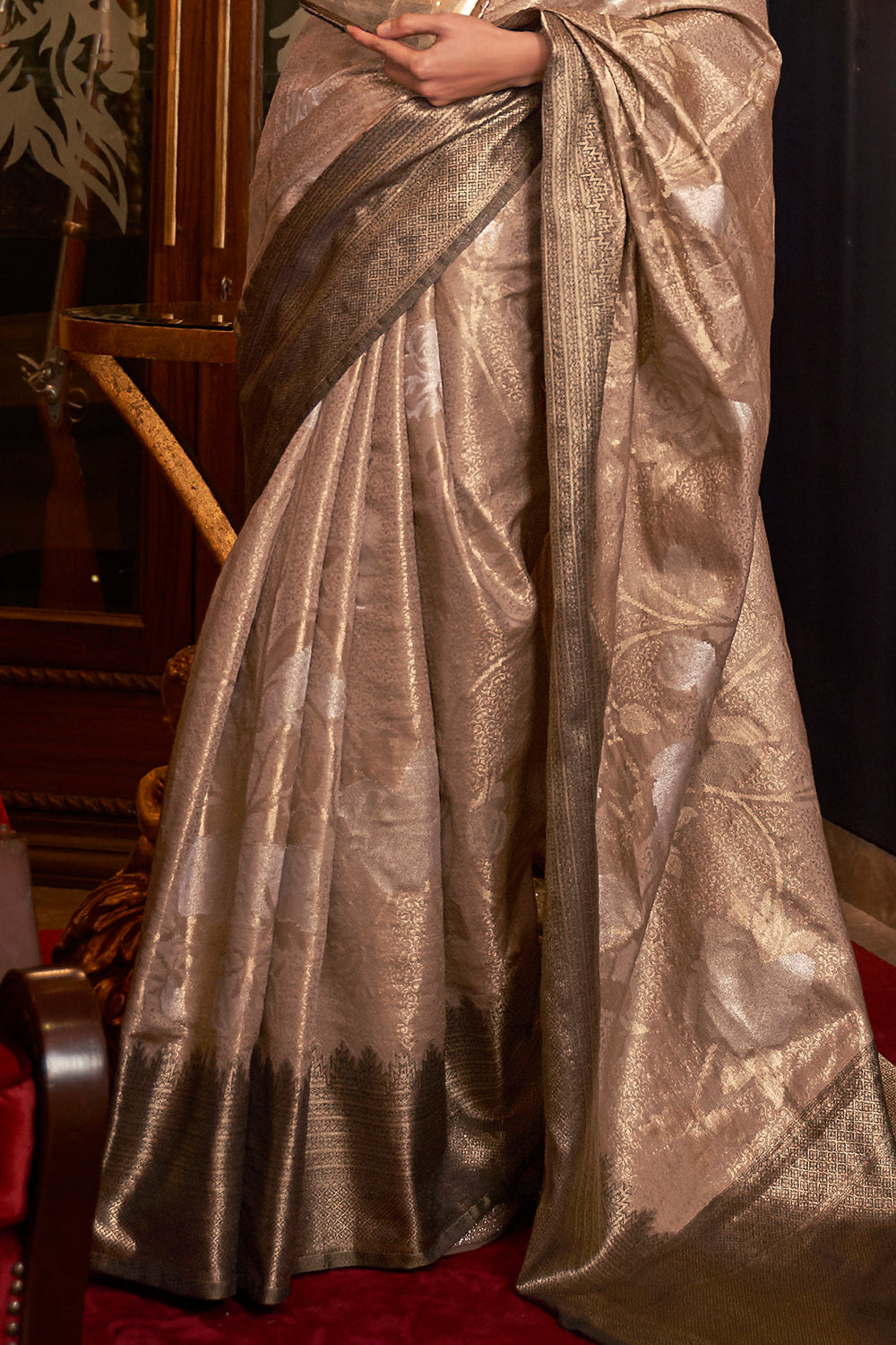 Buy Violet And Green Mulmul Cotton Saree Nitaraa