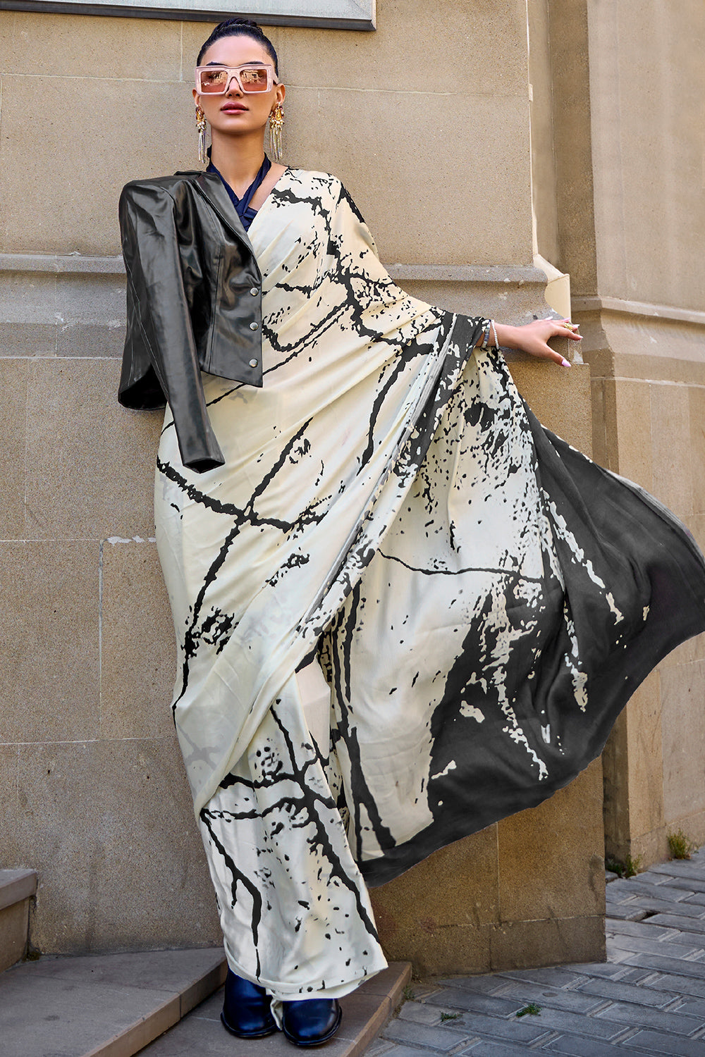 Buy Sunrise Orange Hand Work Banarasi Saree Nitaraa