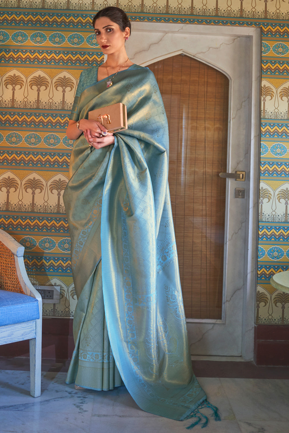 Buy Fern Green Linen Saree Nitaraa