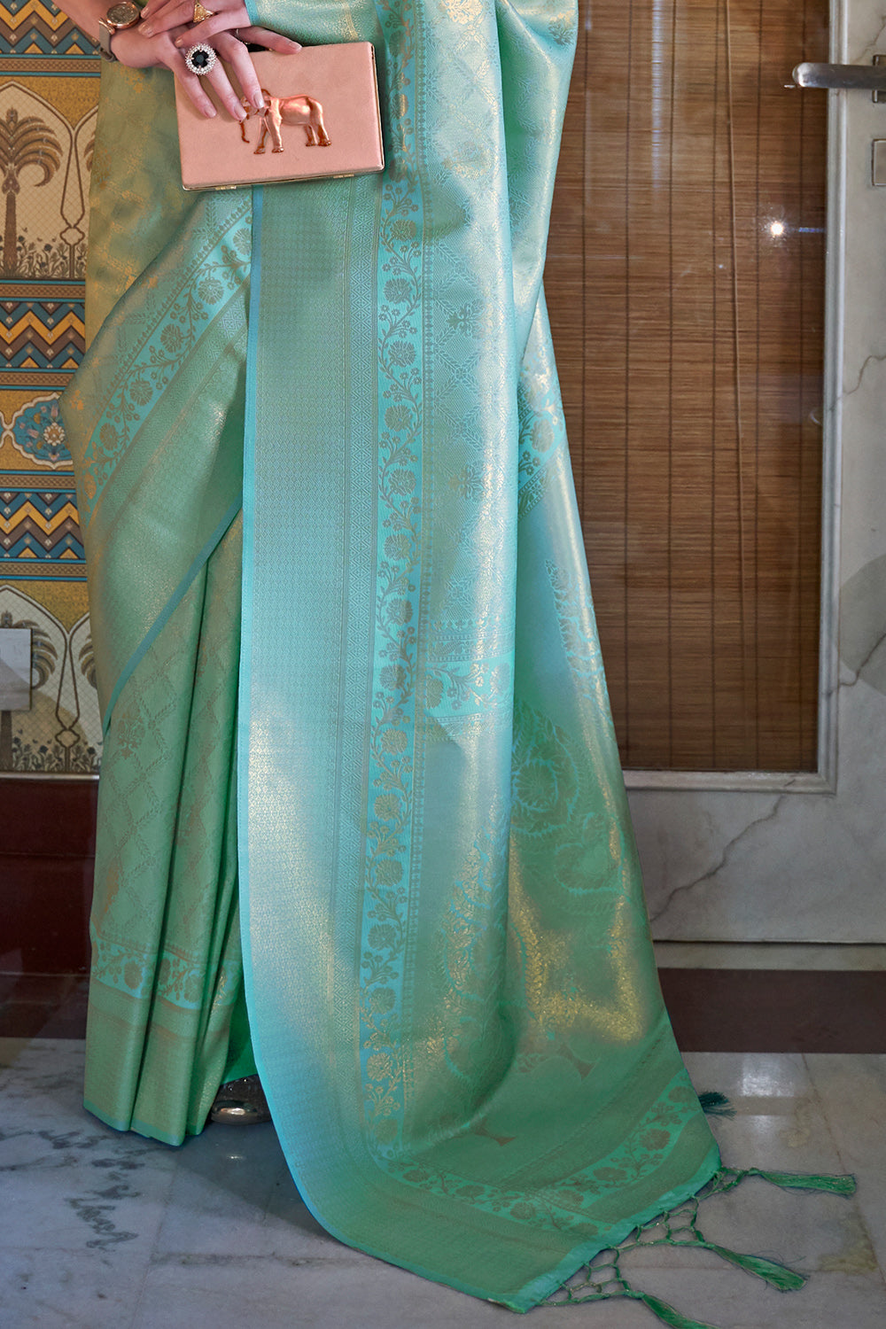 Buy Azure Blue Organza Saree Nitaraa