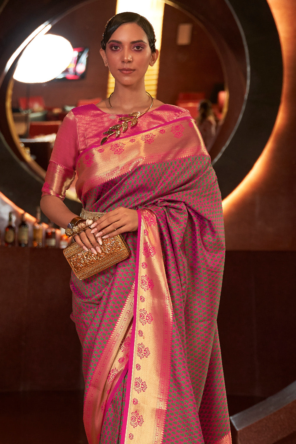 Buy Magenta Pink Banarasi Saree Nitaraa