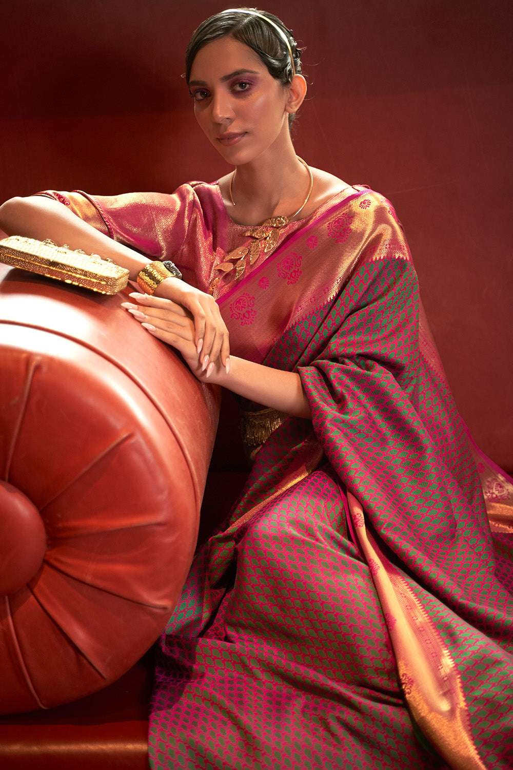 Buy Pewter Grey Banarasi Saree Nitaraa