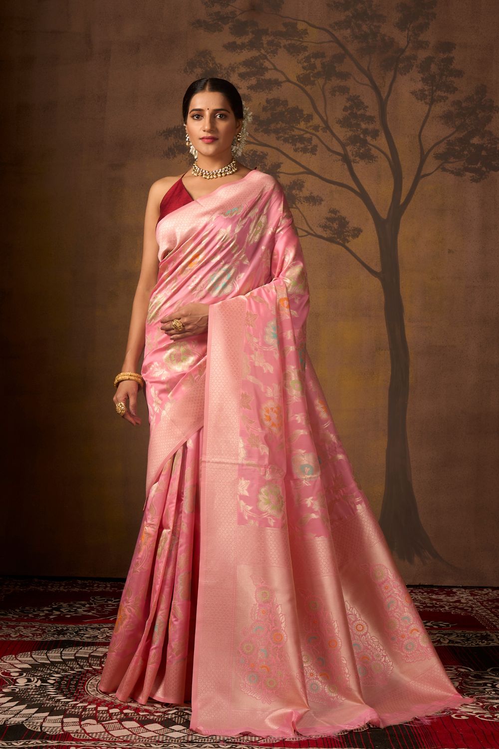 Buy Bottel Green Silk Saree With Blouse Piece Nitaraa