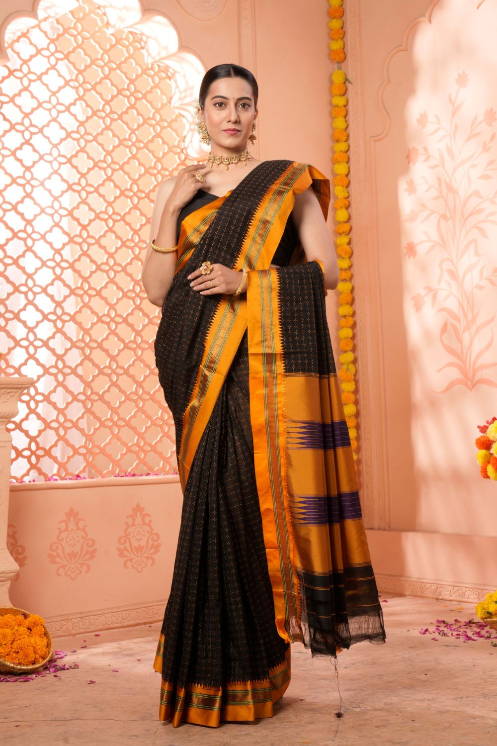 Buy Grey Kashmiri Silk Saree With Blouse Piece Nitaraa
