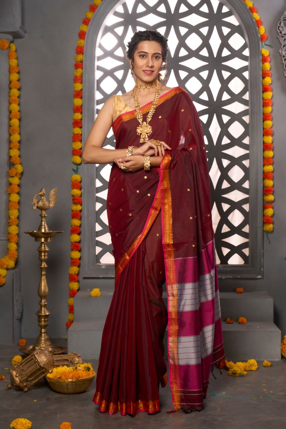 Buy Rose Pink Digital Print Saree Nitaraa