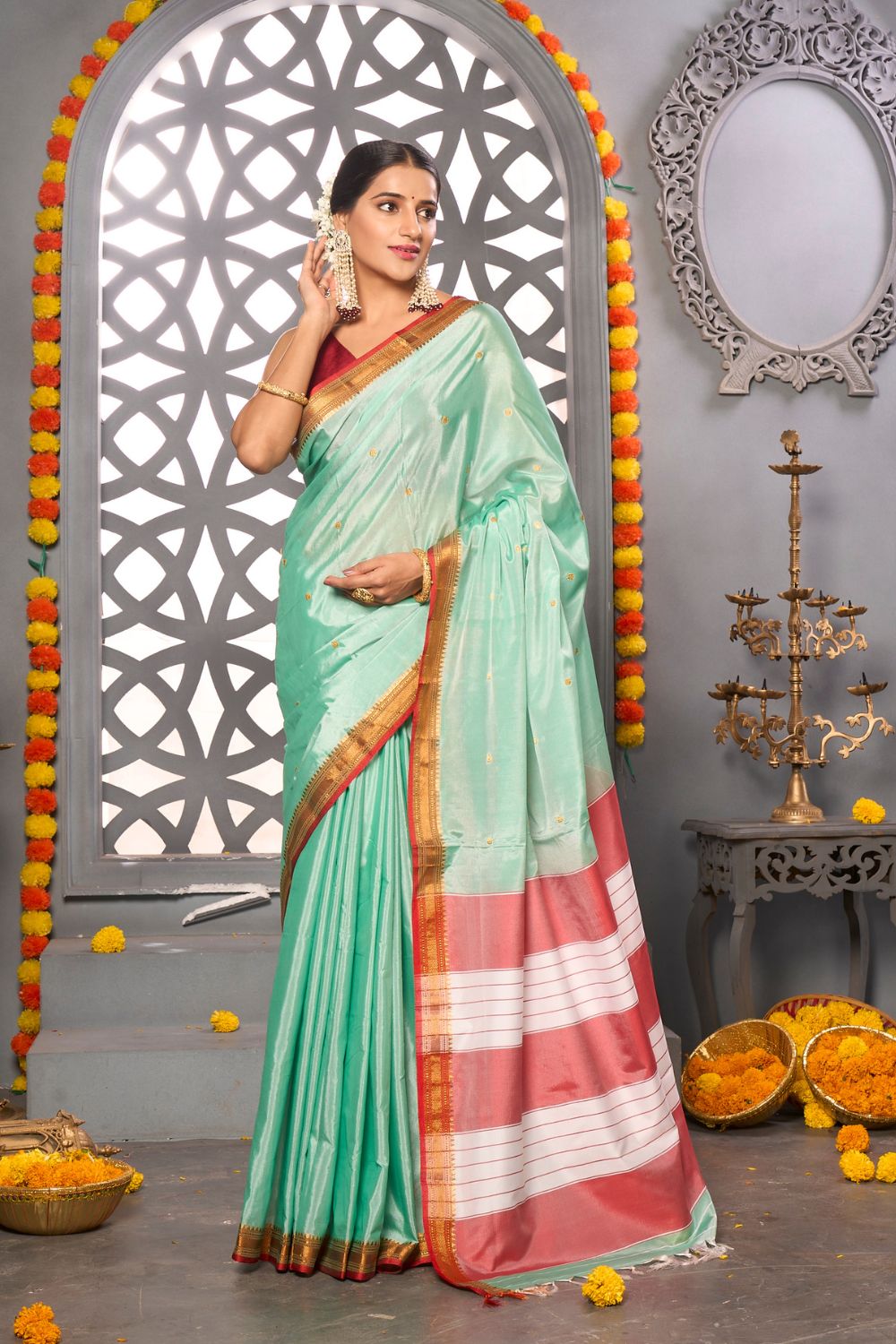 Buy Tan Beige Organza Saree Nitaraa