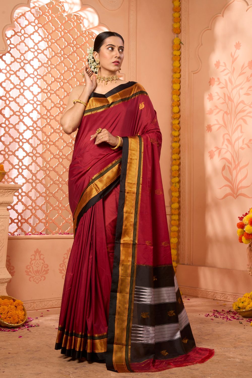 Buy Purple Silk Saree With Blouse Piece Nitaraa