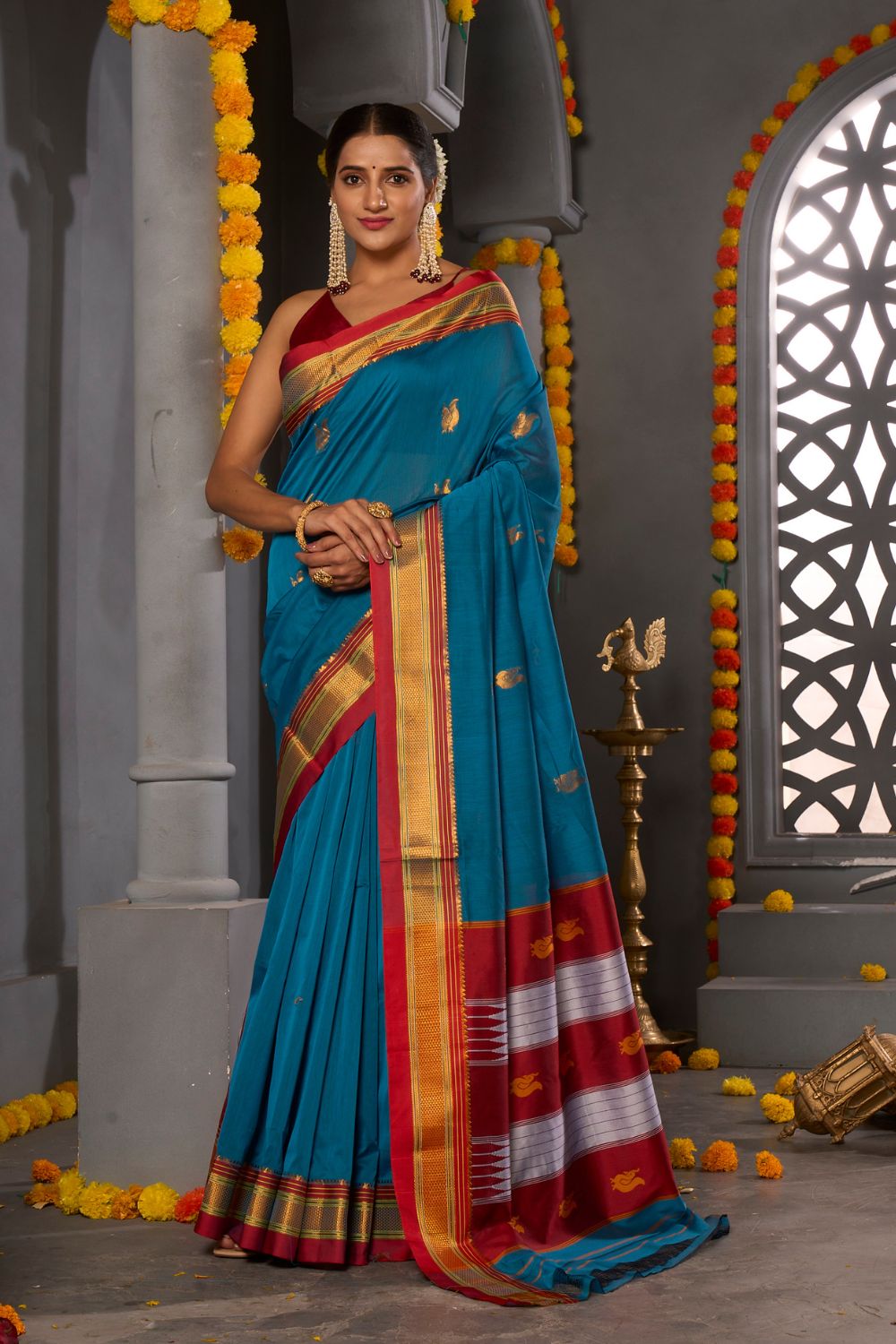 Buy Dark Blue Ilkal Saree Nitaraa