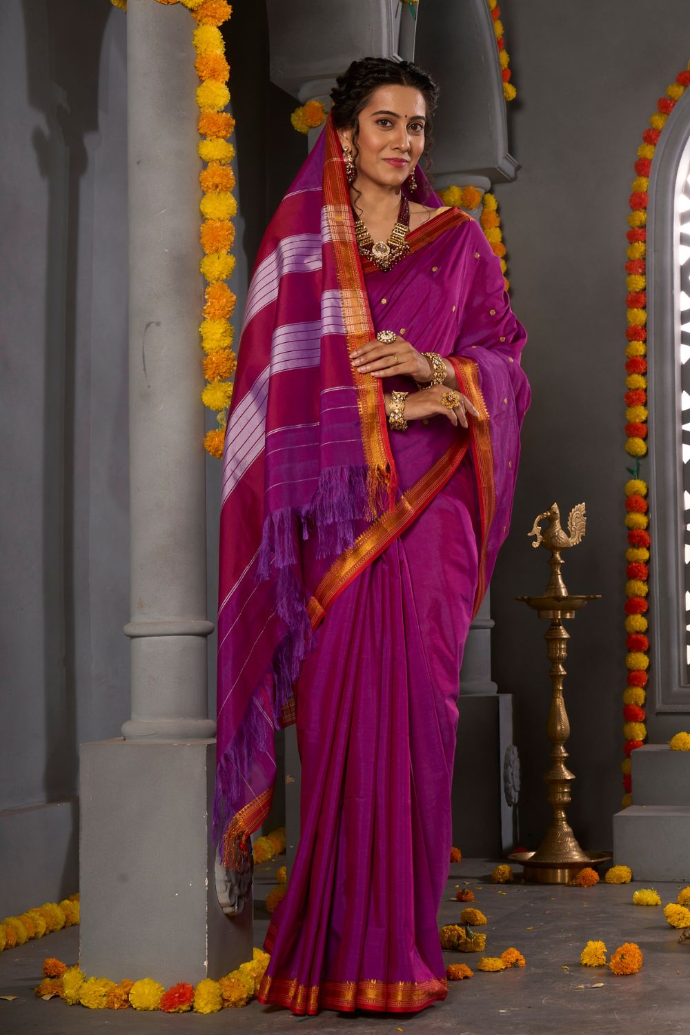 Buy Chilli Red Ilkal Sarees Nitaraa