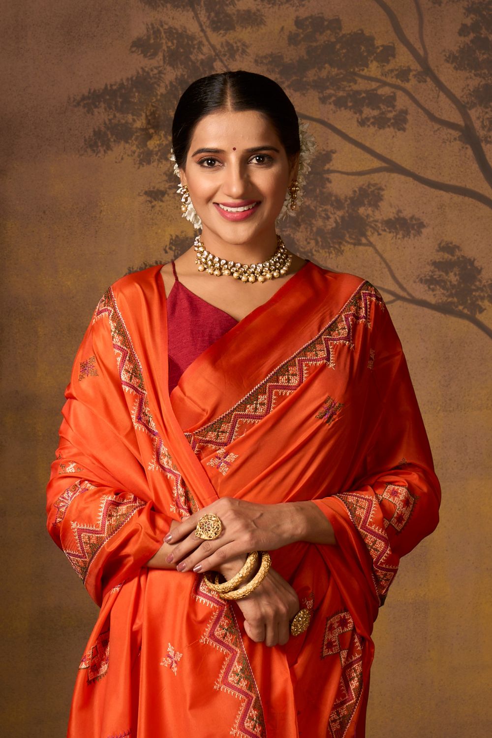 Buy Purple Satin Digital Printed Saree With Blouse Piece Nitaraa