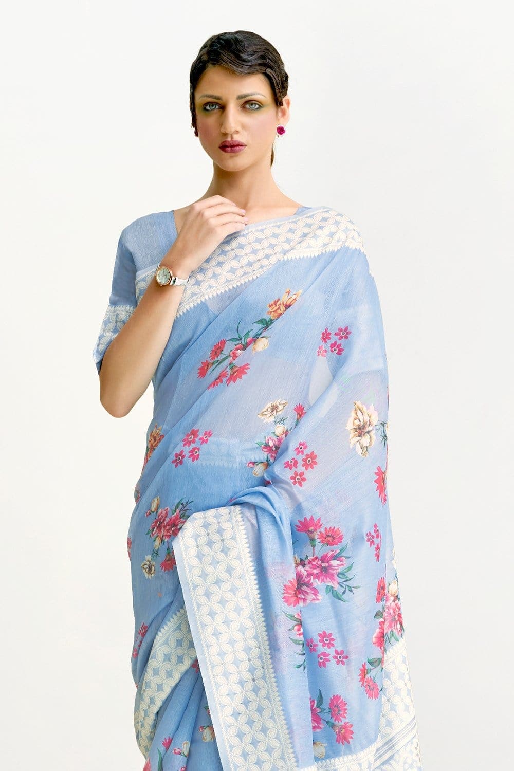 Buy Azure Blue Kanjivaram Saree Nitaraa