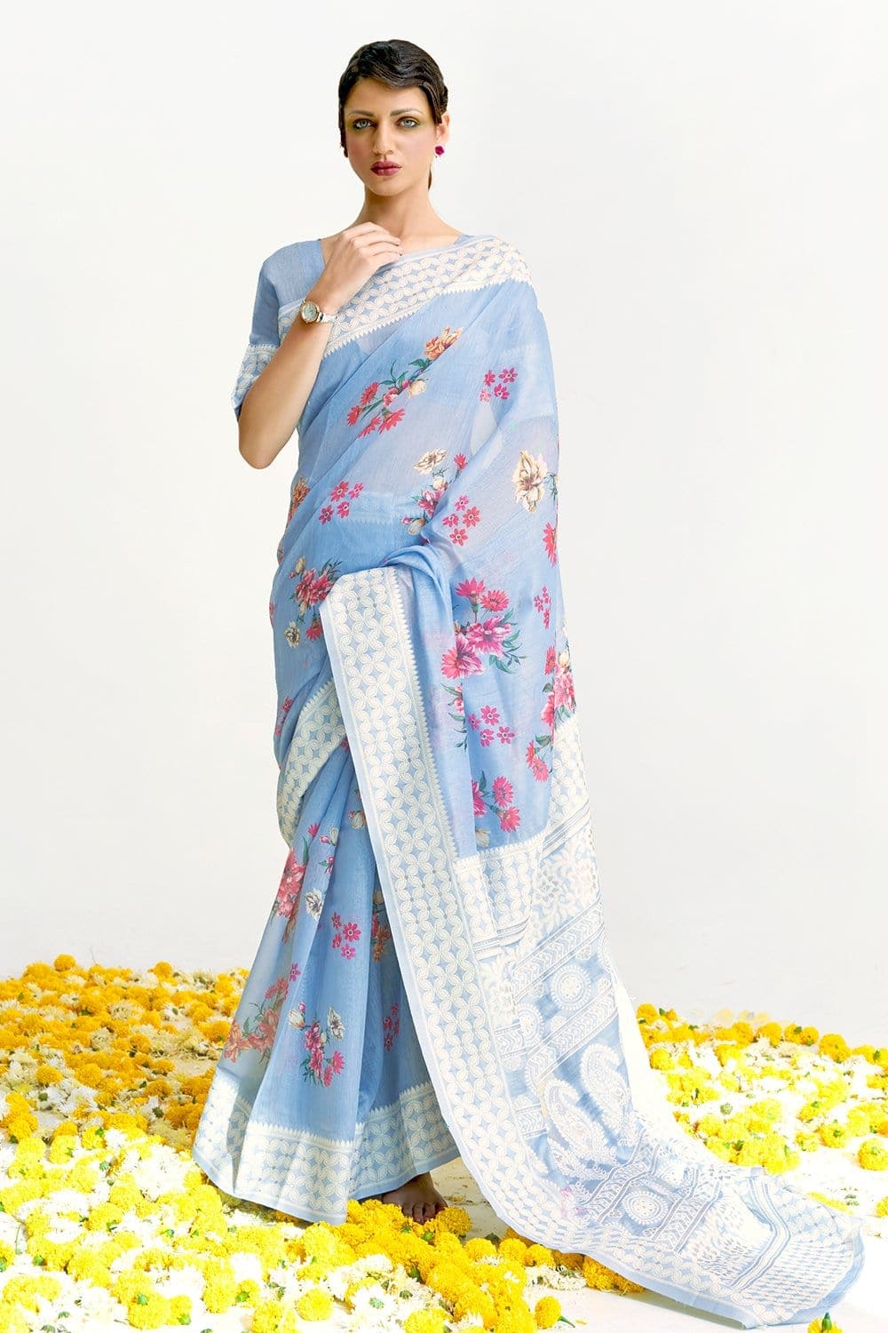 Buy Turkish Blue Kanjivaram Saree Nitaraa