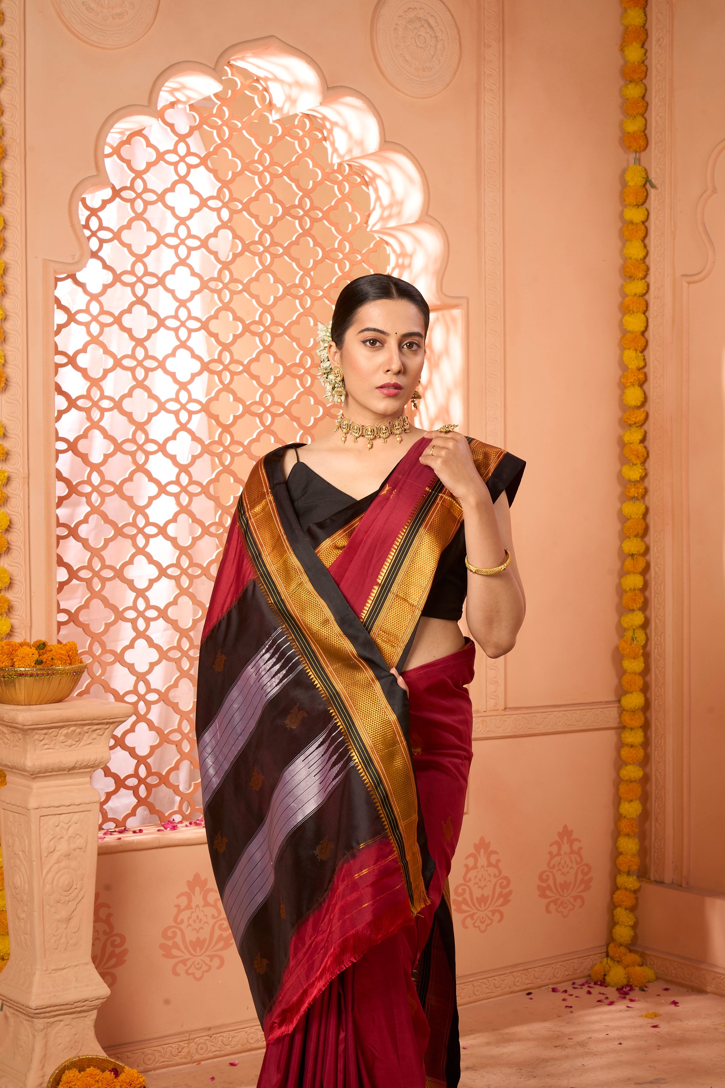 Buy Firozi Silk Saree With Blouse Piece Nitaraa