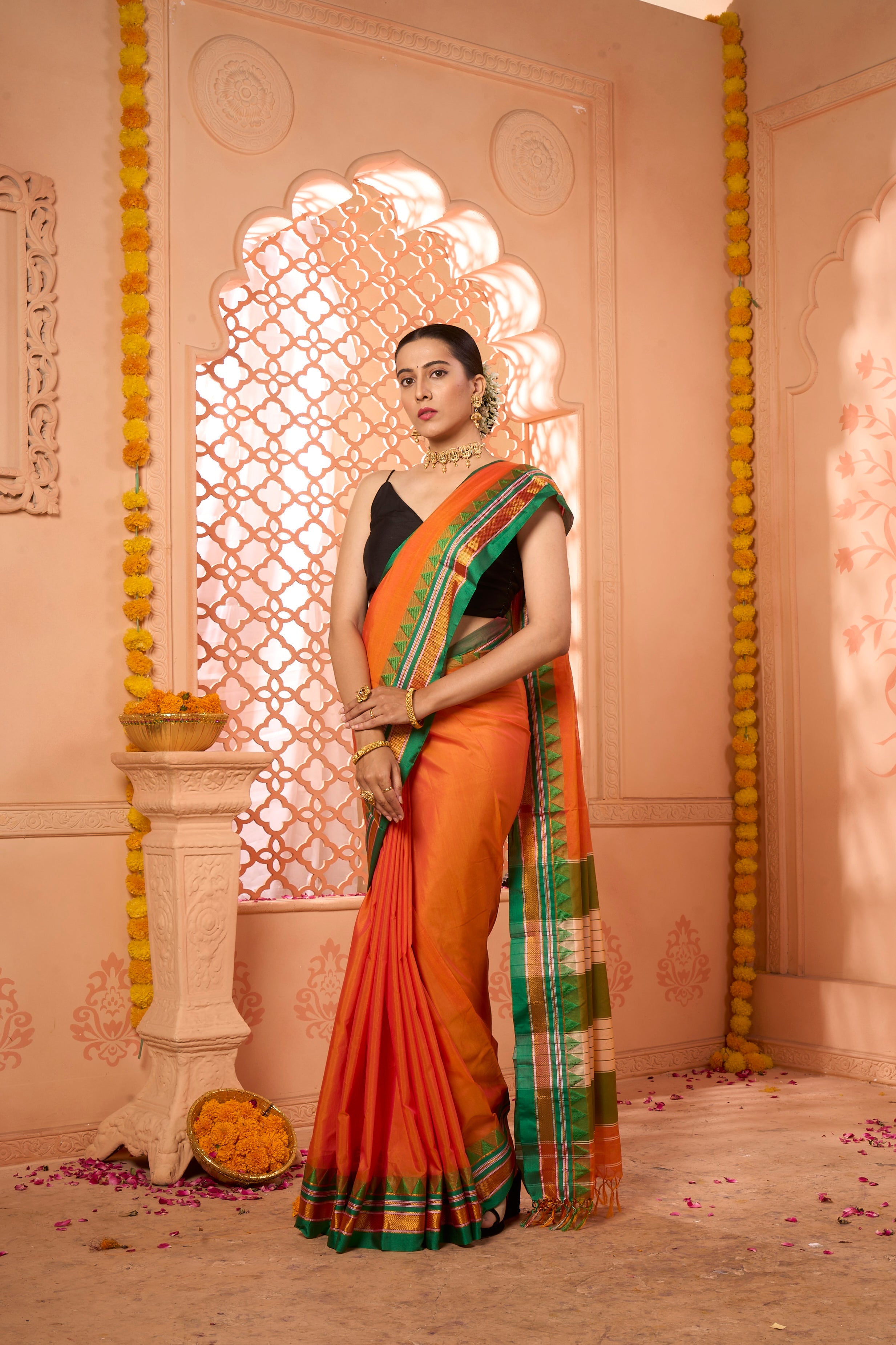 Buy Bottle Green Soft Silk Saree With Blouse Piece Nitaraa