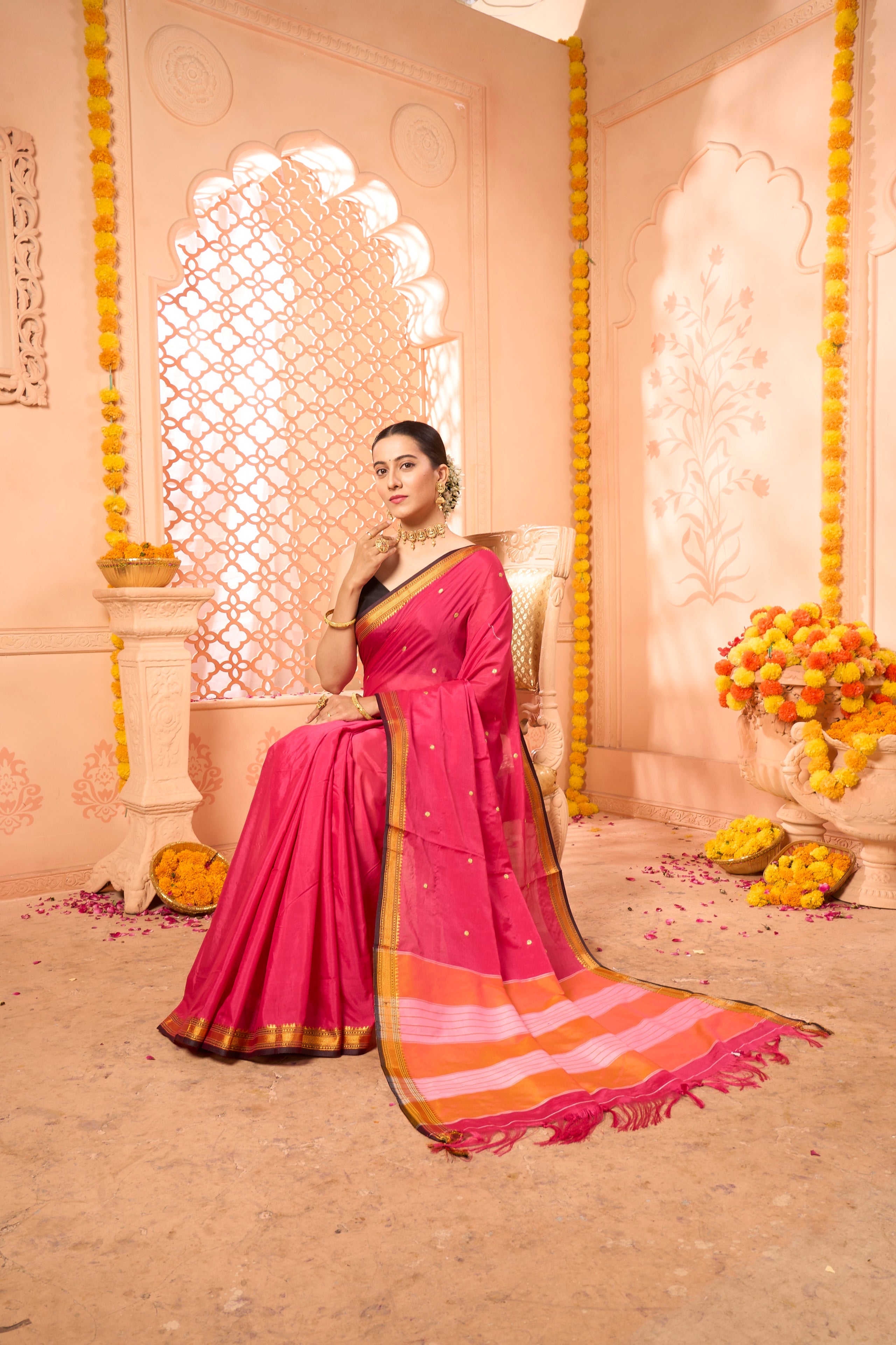 Buy Teal Grey Katan Habutai Silk Saree With Blouse Piece Nitaraa