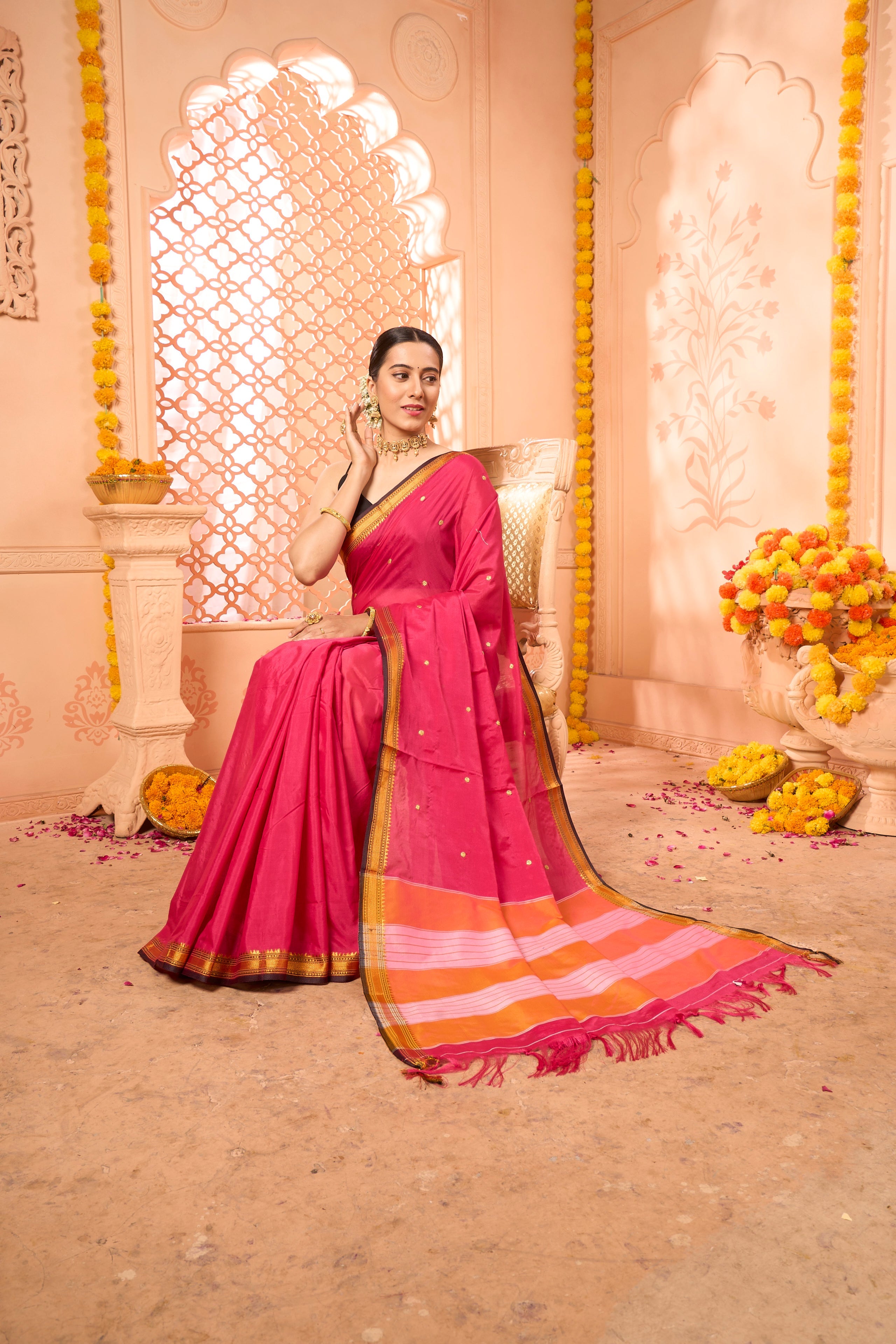 Buy Green Katan Habutai Silk Saree With Blouse Piece Nitaraa