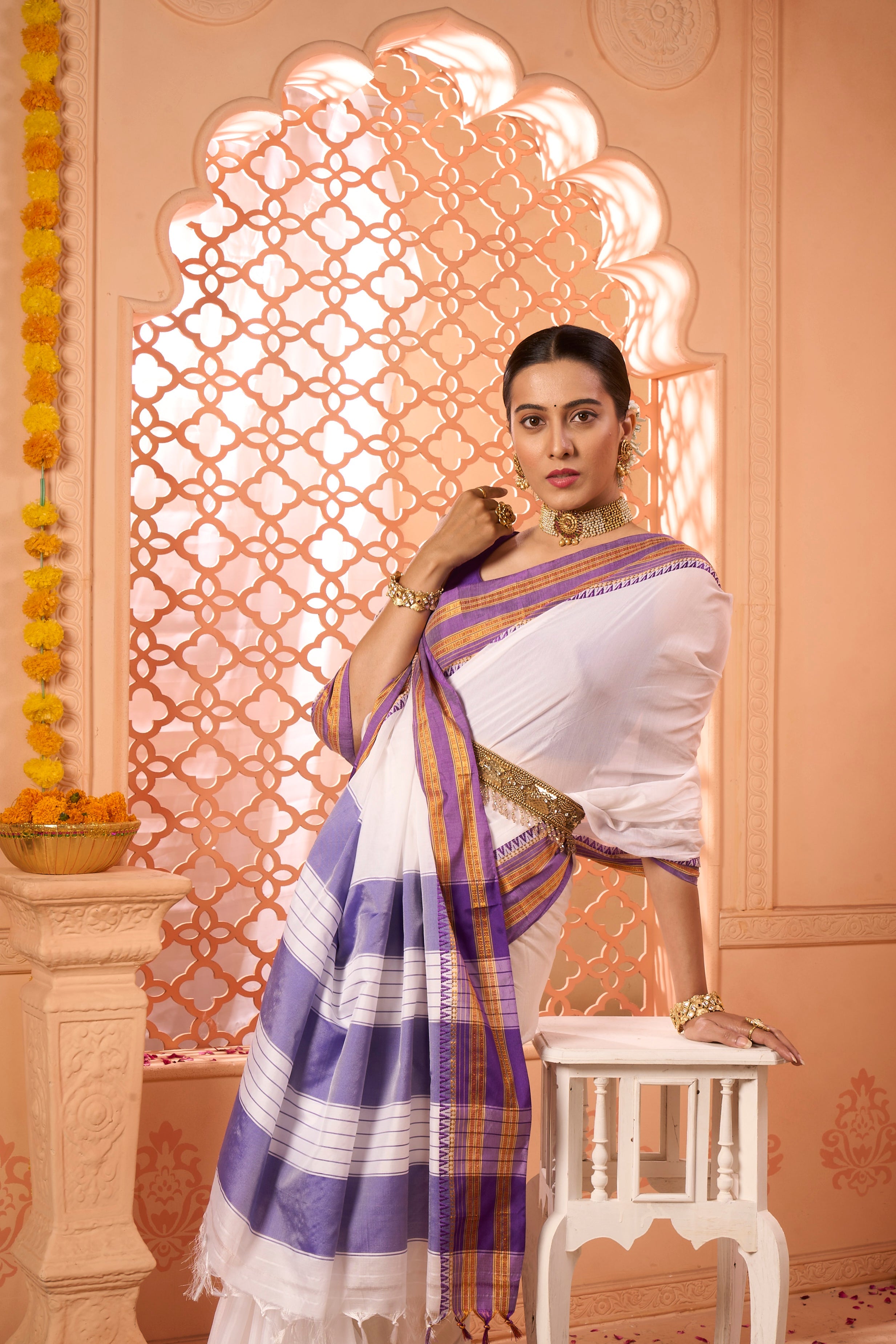Buy Dusky Blue Banarasi Saree Nitaraa