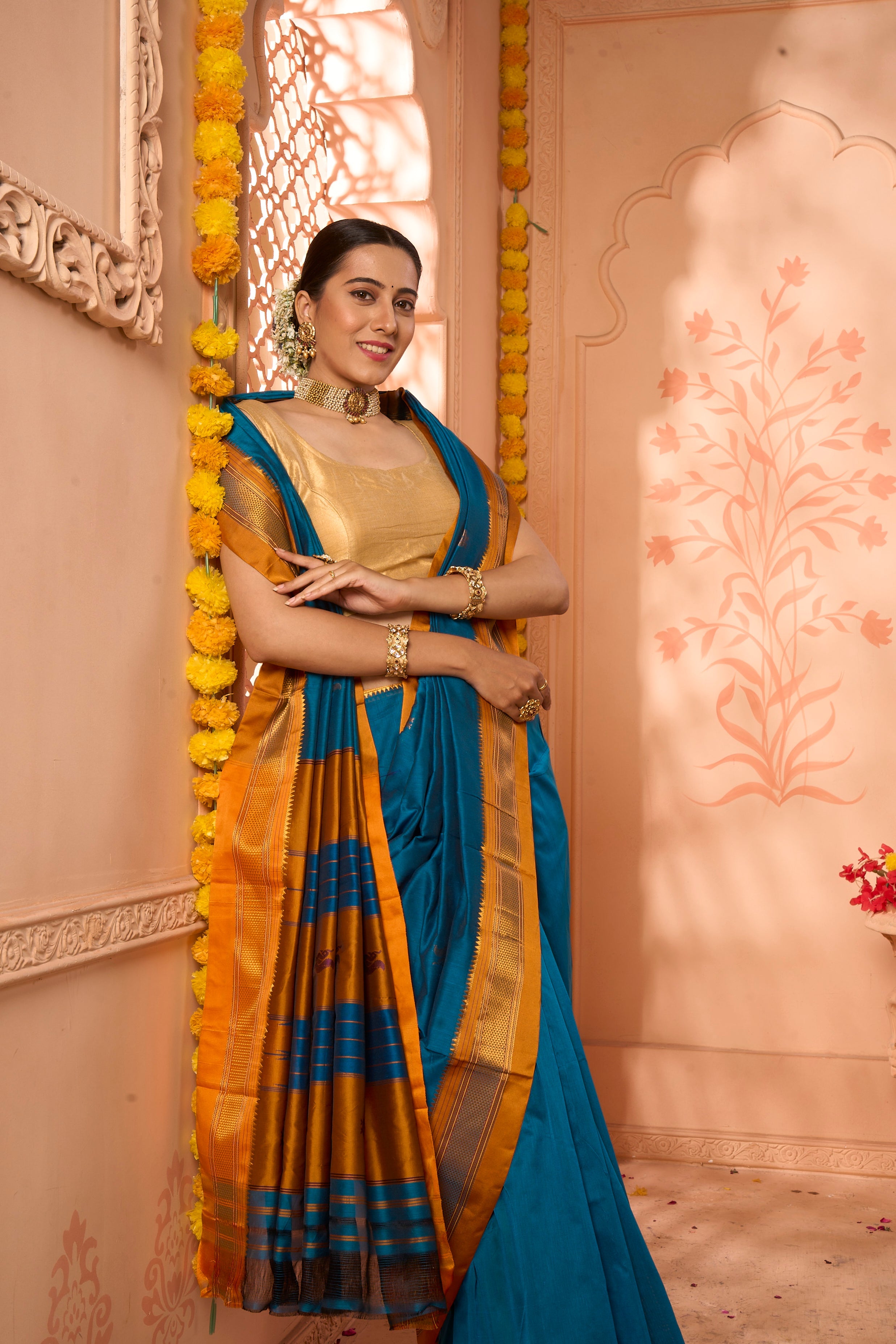 Buy Cream Banarasi Art Silk Saree Nitaraa