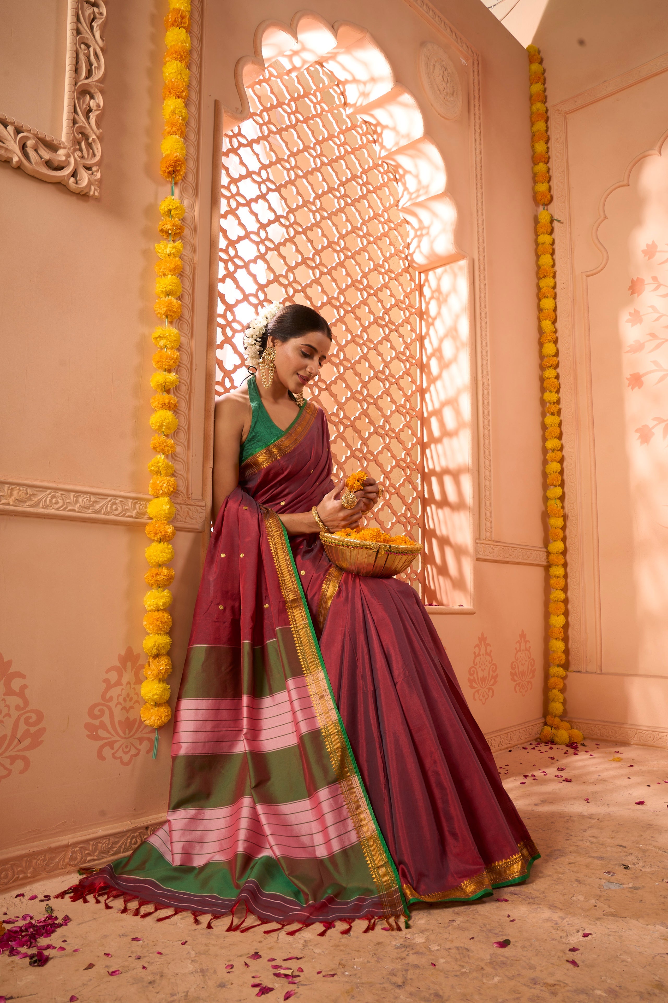 Buy Peach Digital Print Saree Nitaraa