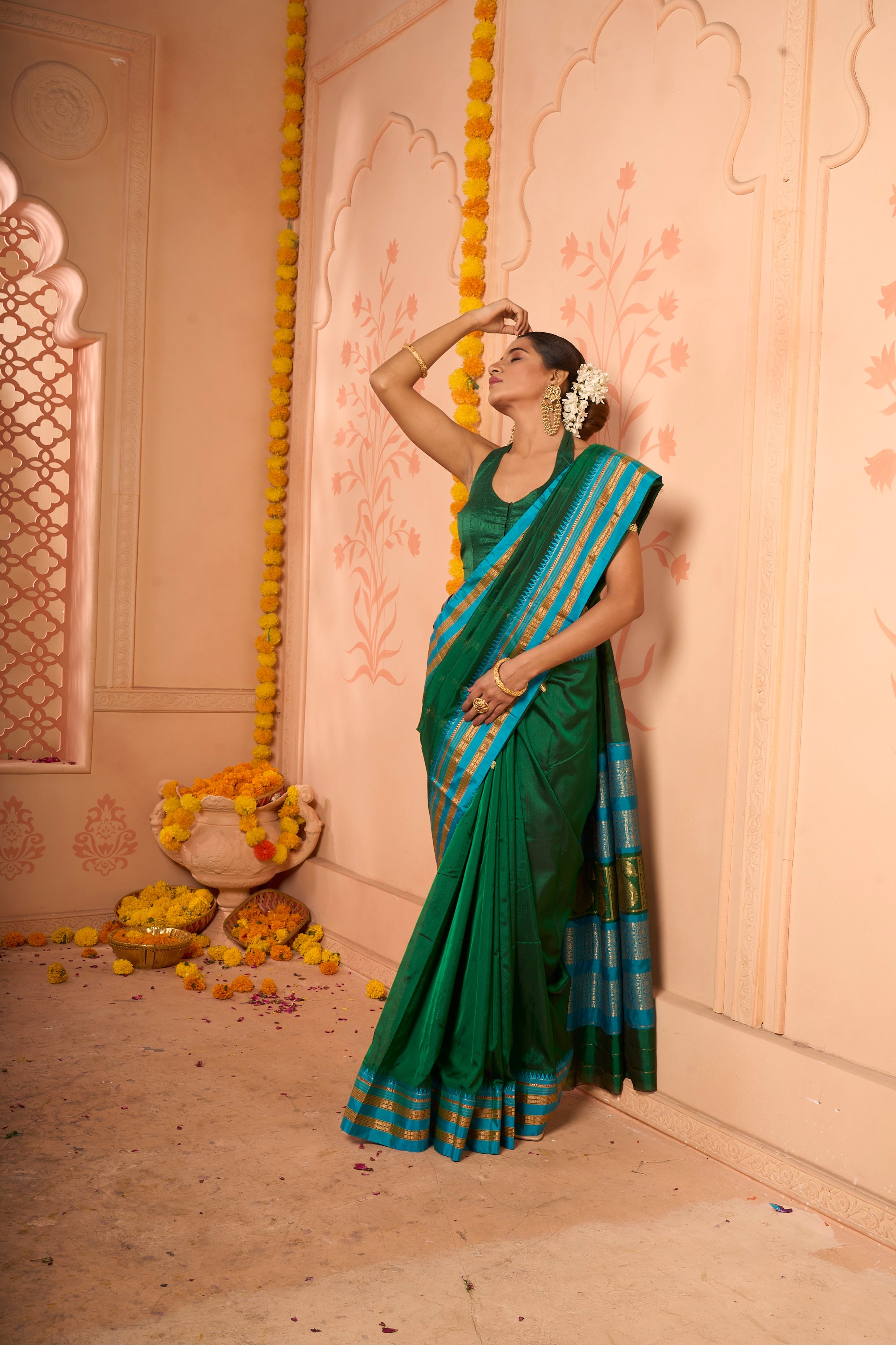 Buy Teal Blue Banarasi Saree Nitaraa