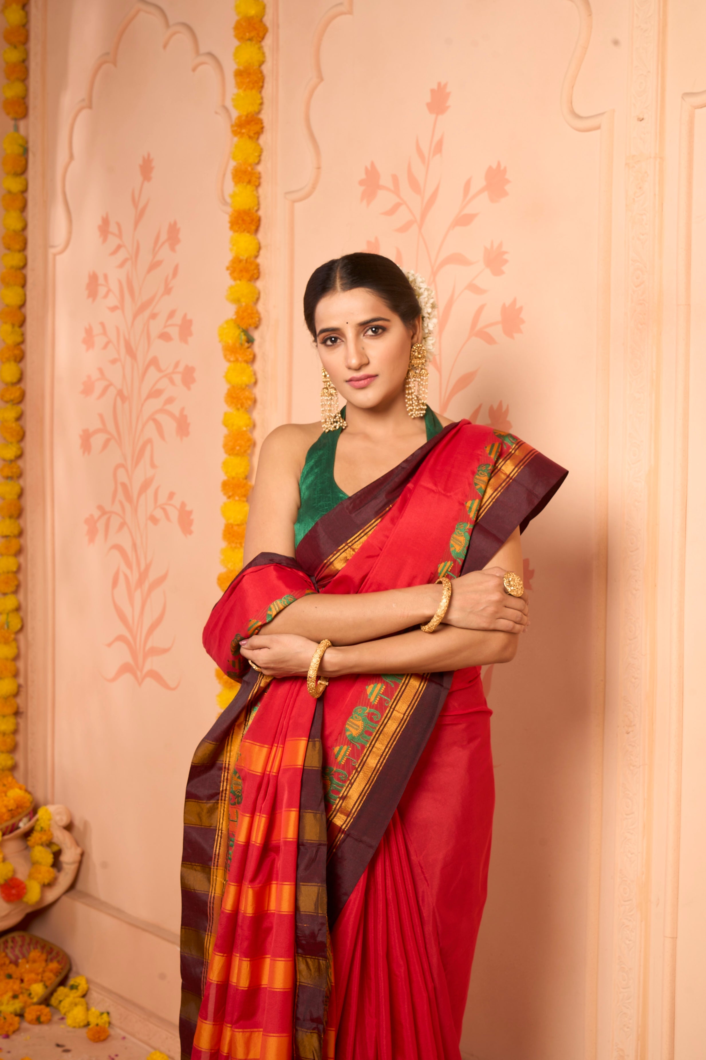 Buy Emerald Green Banarasi Saree Nitaraa