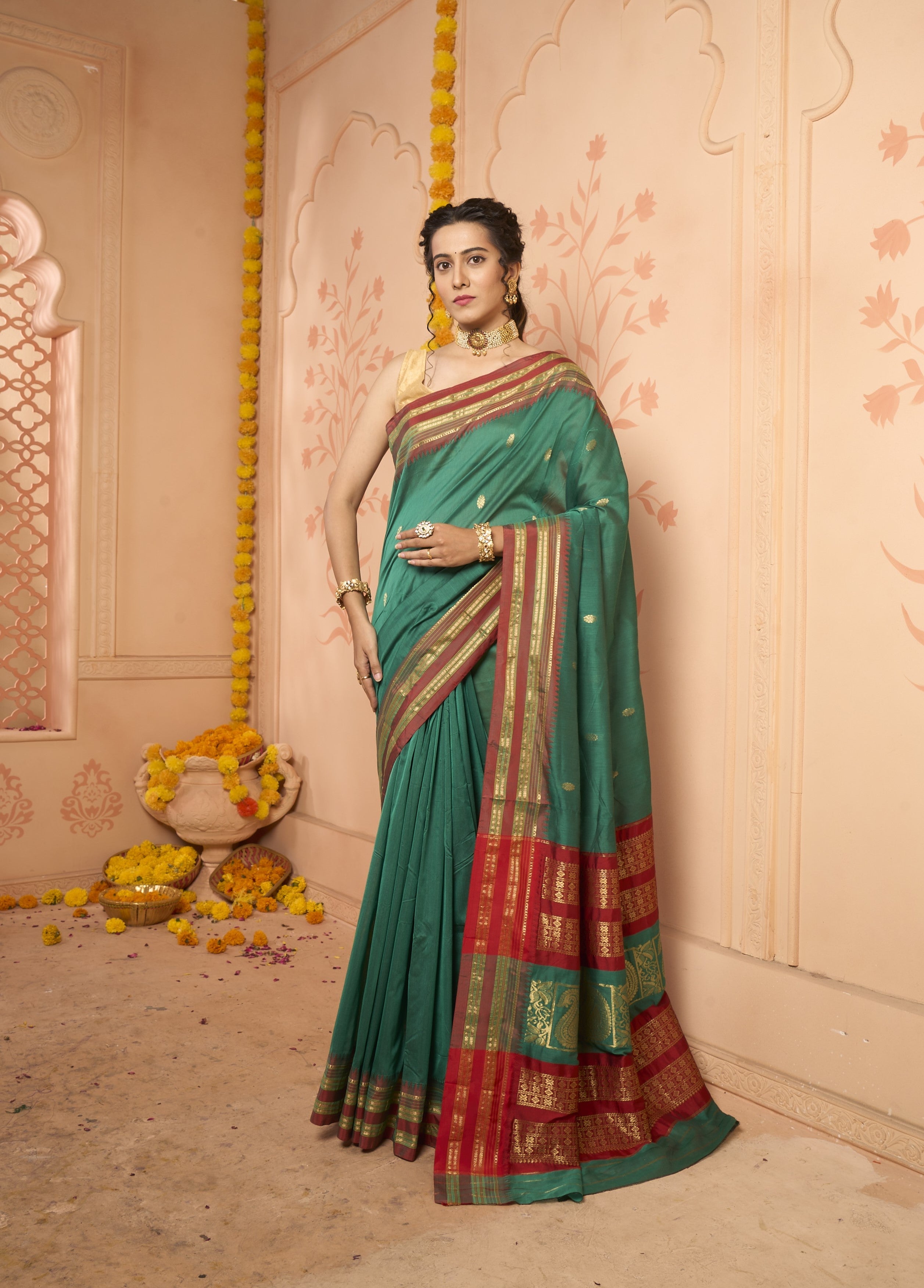 Buy Peacock Blue Banarasi Saree Nitaraa
