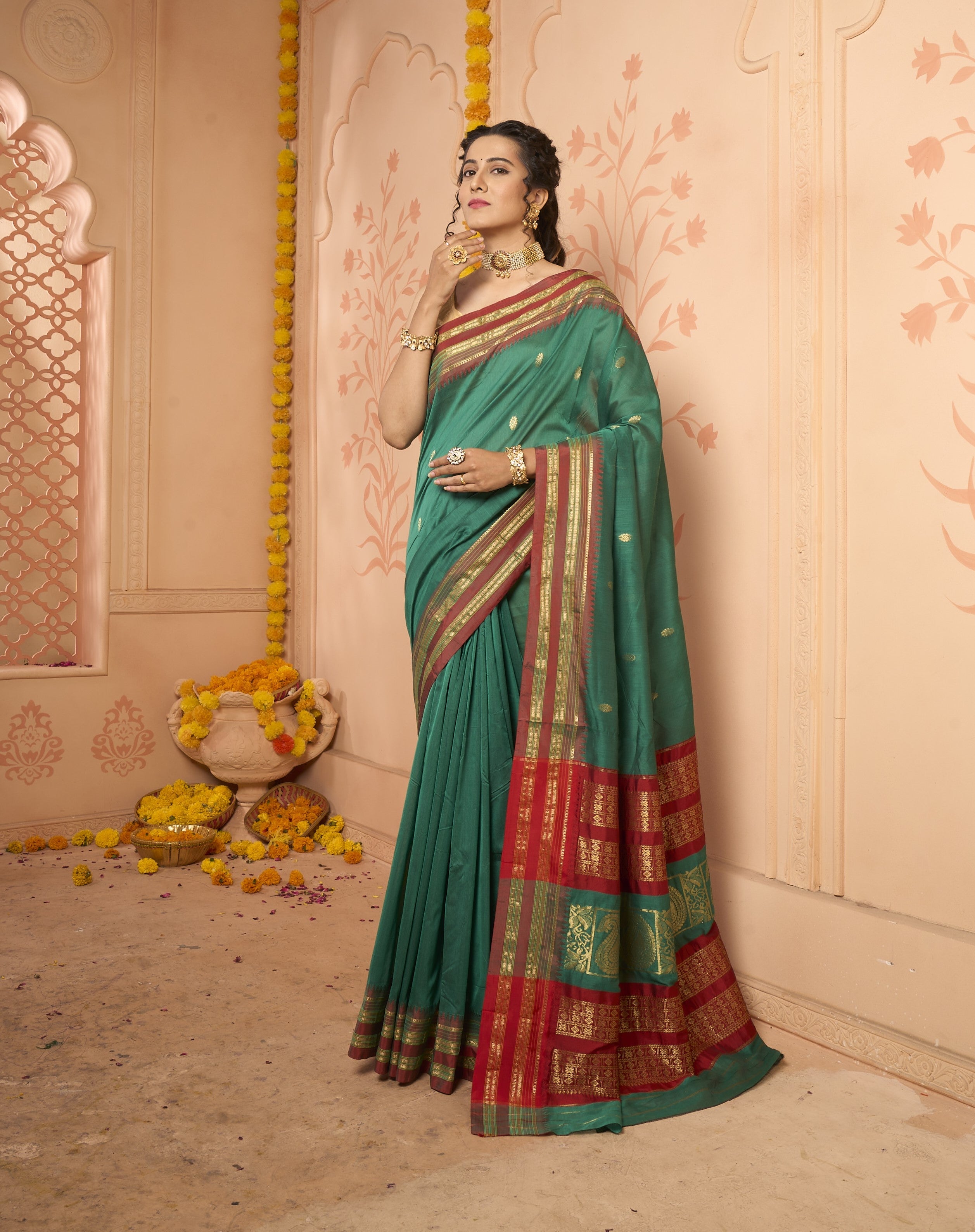 Buy Scarlet Red Banarasi Saree Nitaraa