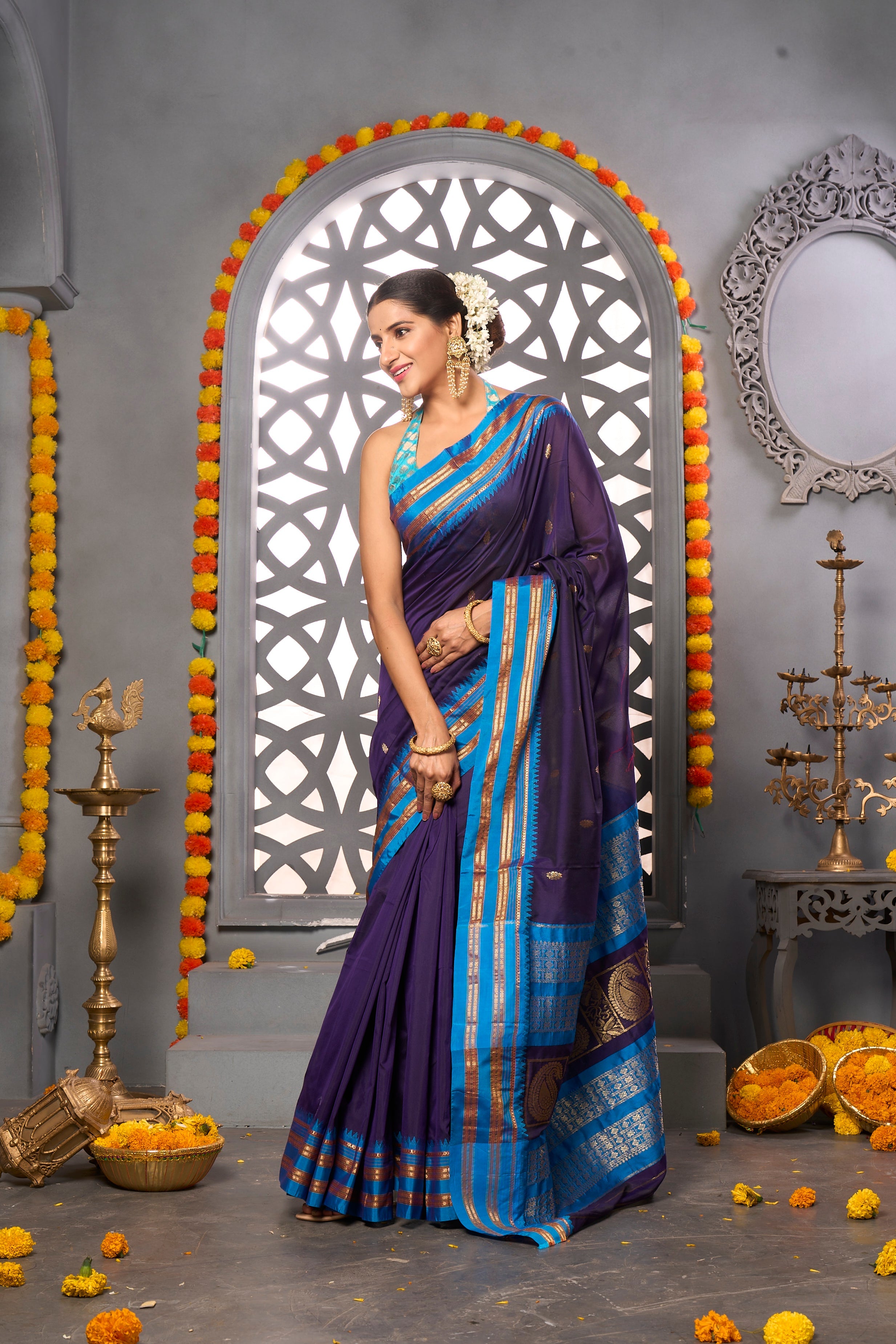 Buy Coral Orange Kanjivaram Saree Nitaraa