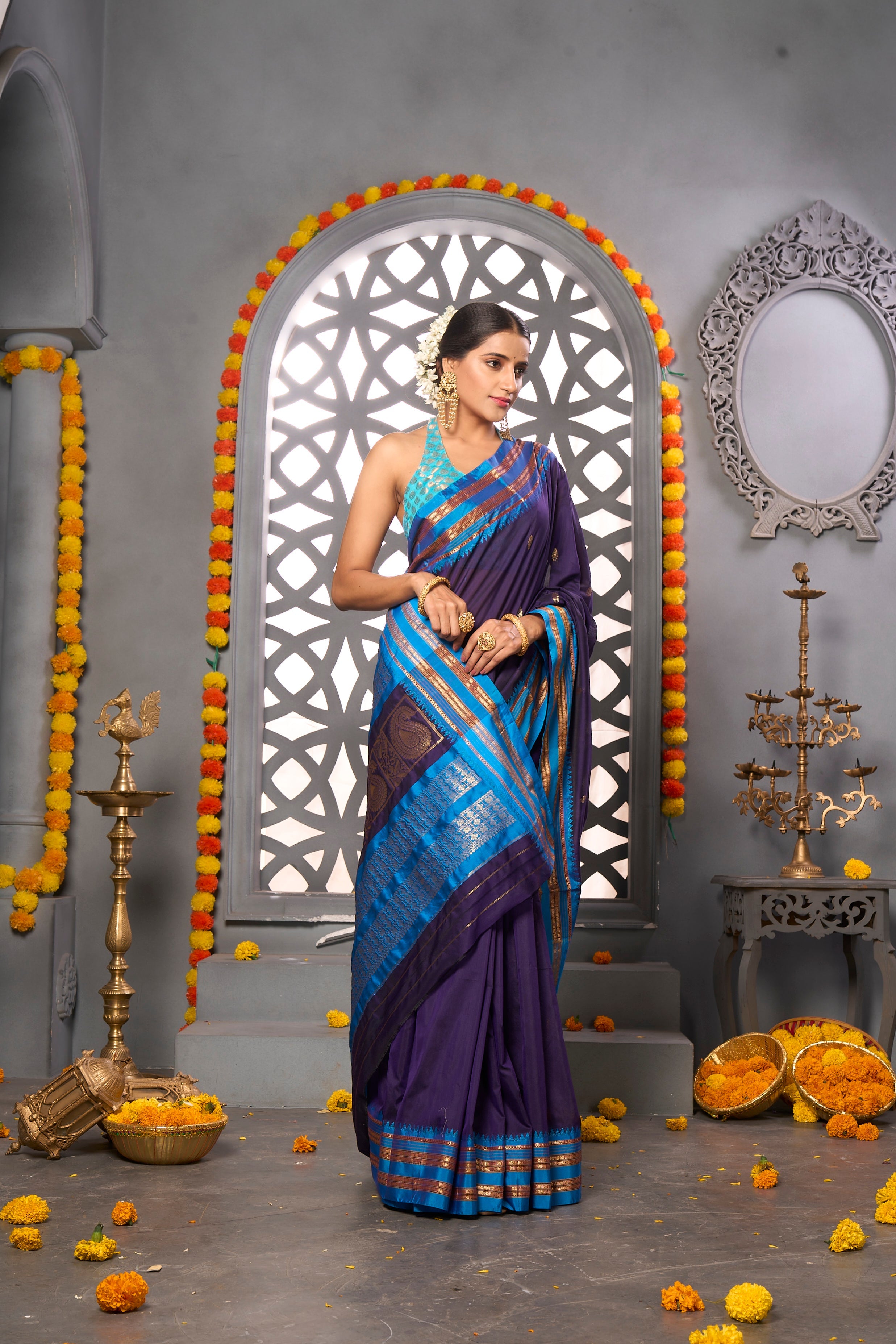 Buy Sky Blue Organza Saree Nitaraa