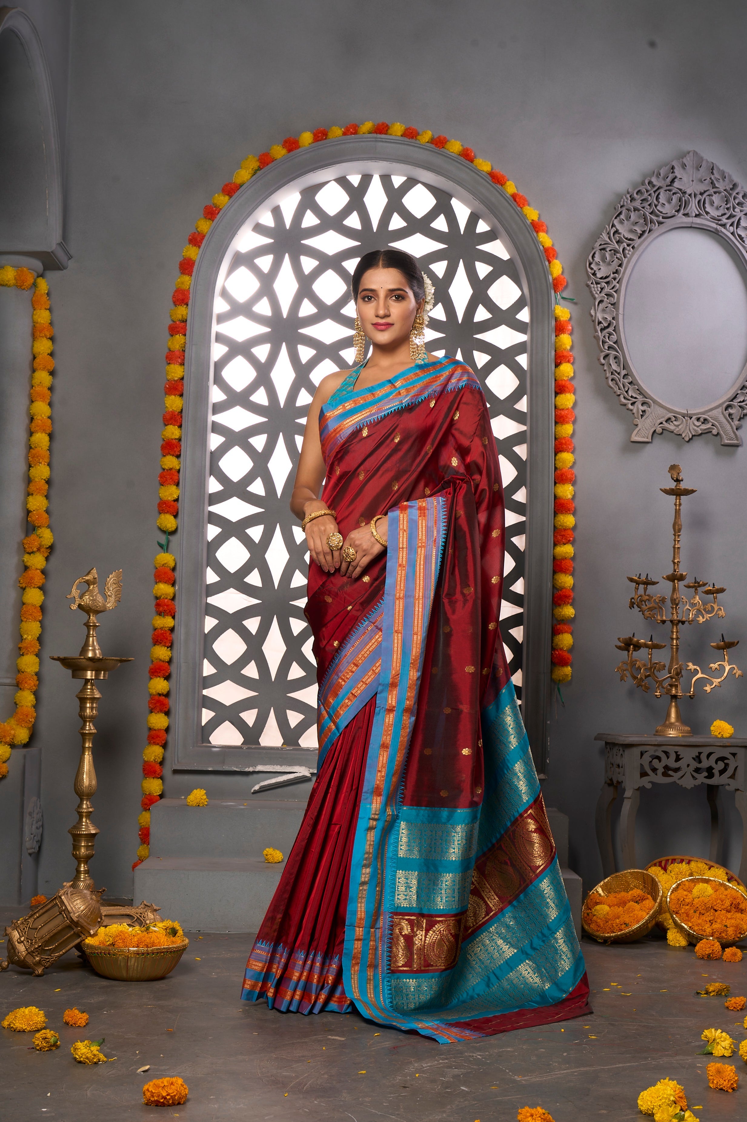 Buy Grape Lavender Digital Organza saree Nitaraa