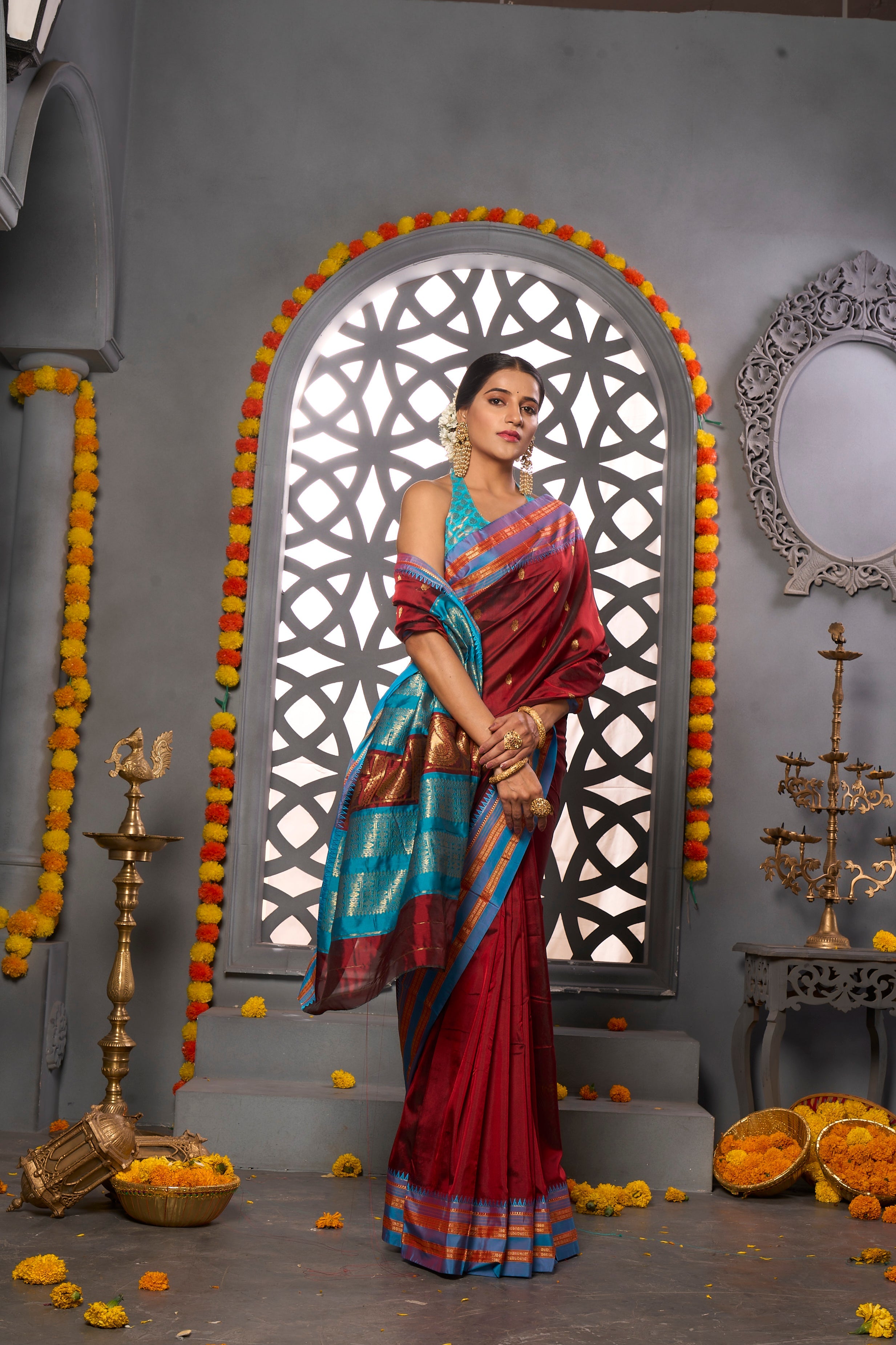 Buy Pink And Beige Digital Organza saree Nitaraa