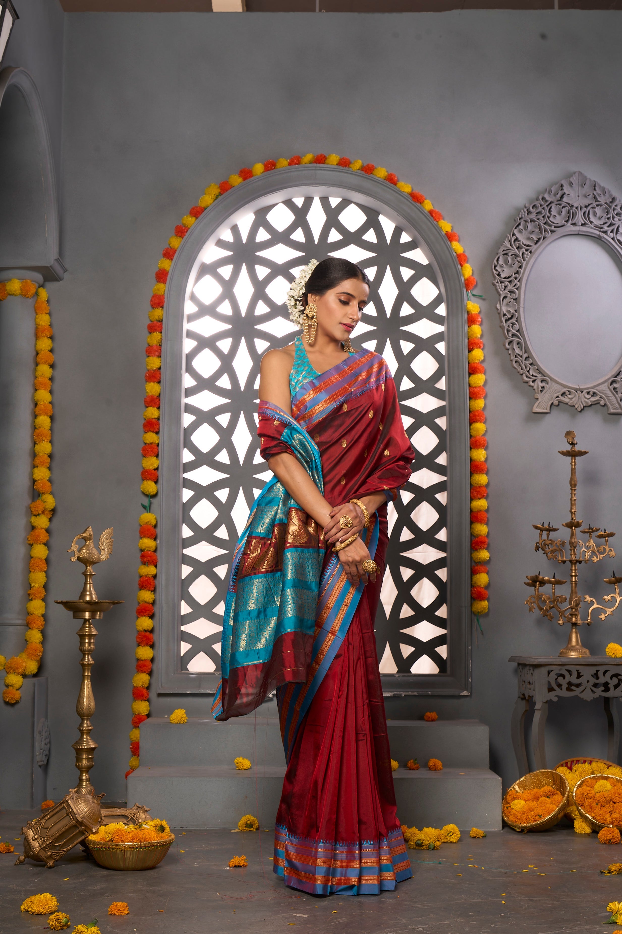 Buy Pastel Green Digital Organza saree Nitaraa