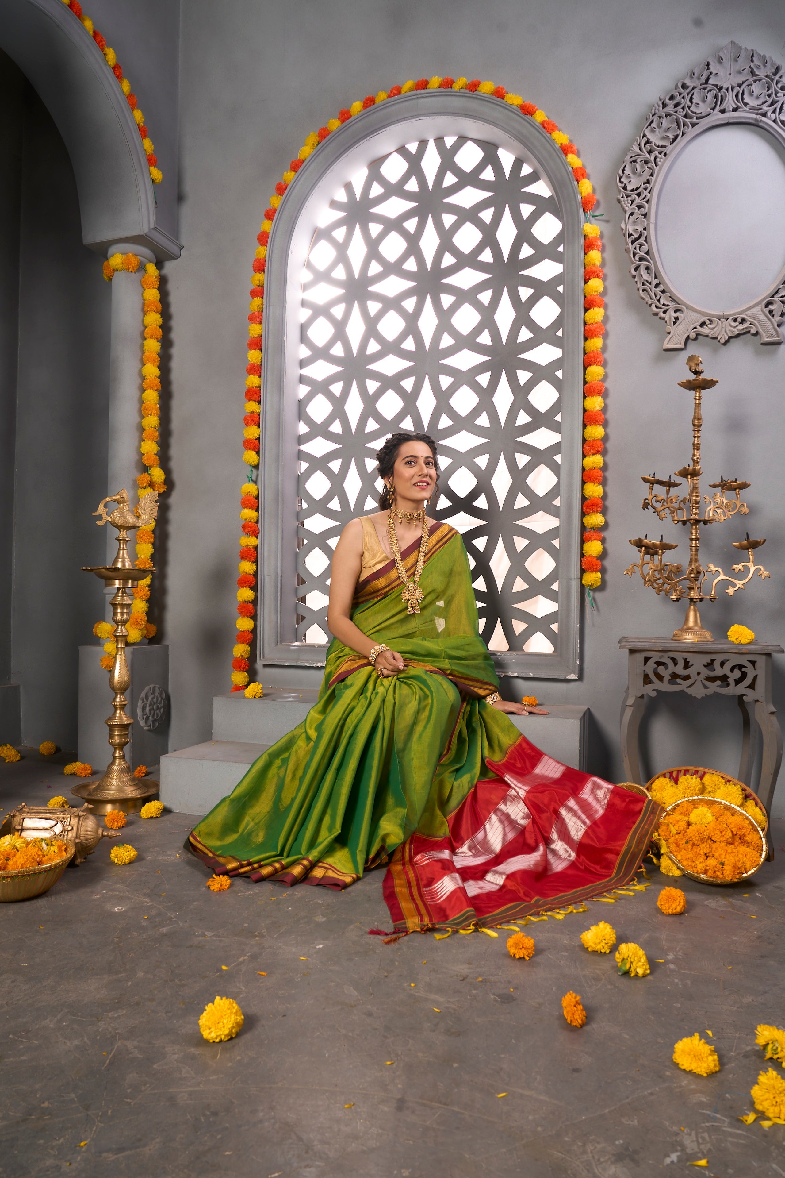 Buy Coral Pink Silk Saree Nitaraa