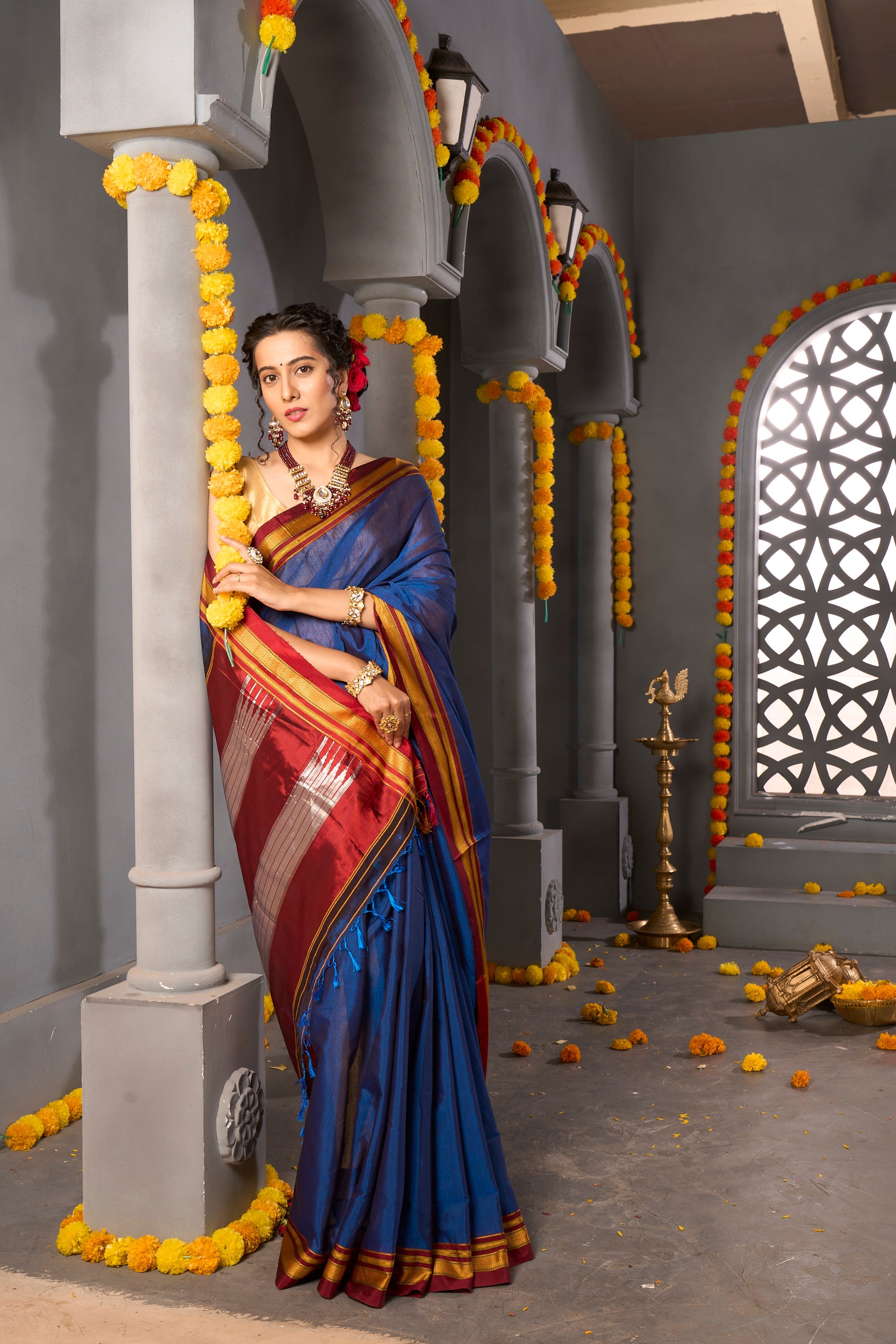 Buy Flamingo Pink Linen Saree Nitaraa