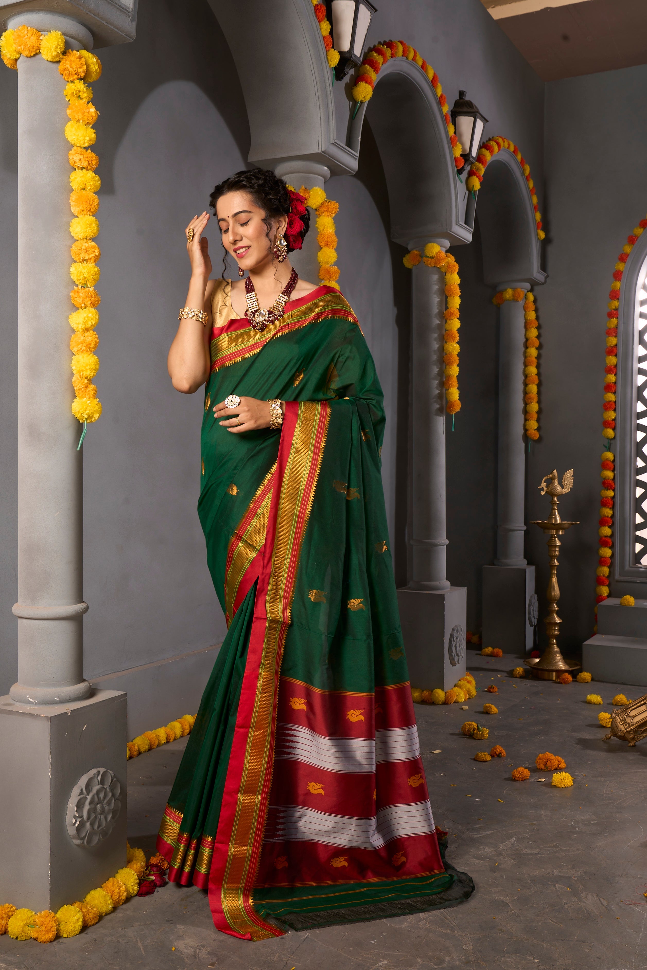 Buy Tiffany Blue Zari Woven Kanjivaram Saree Nitaraa