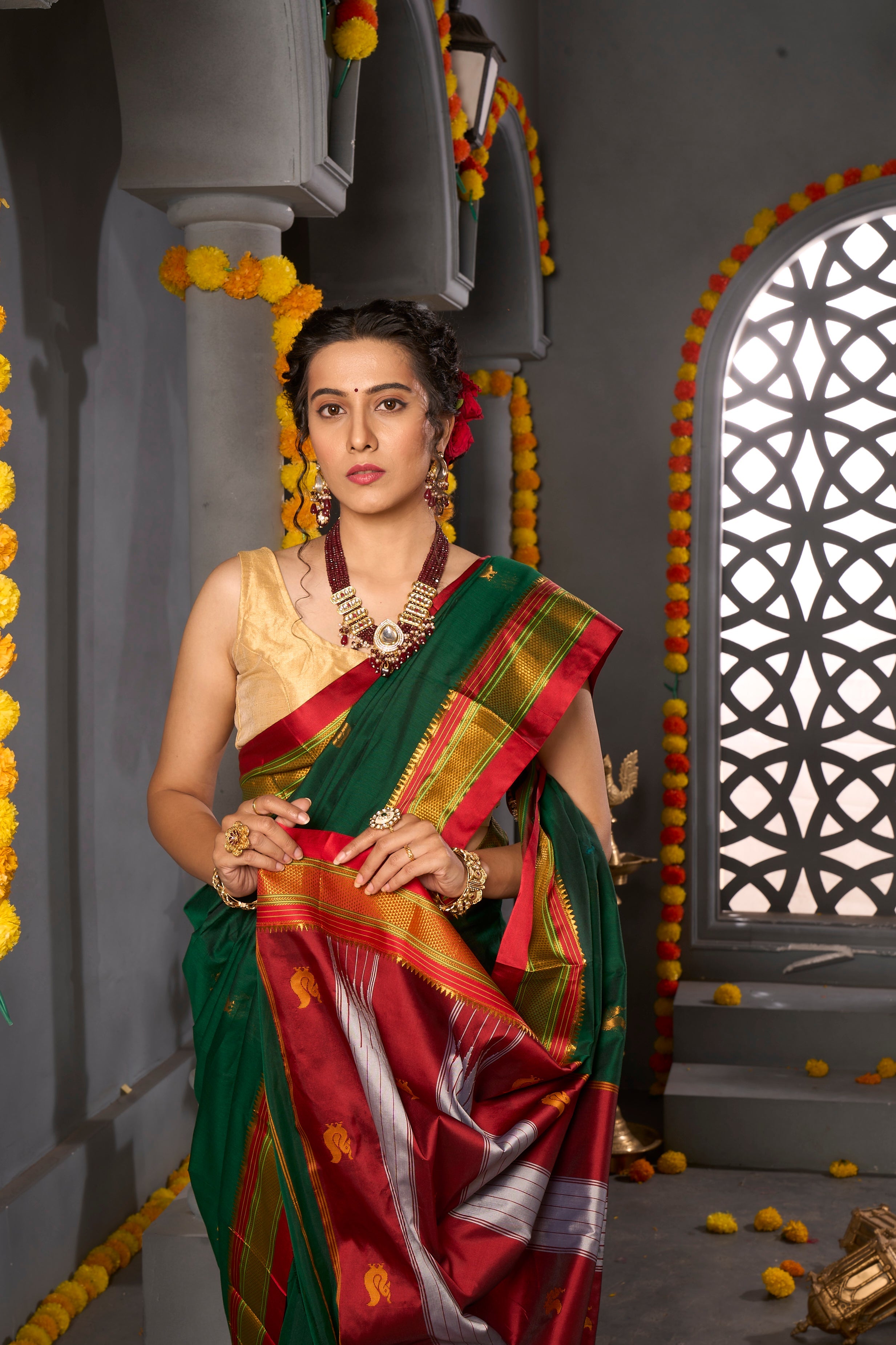 Buy Rose Pink Zari Woven Kanjivaram Saree Nitaraa