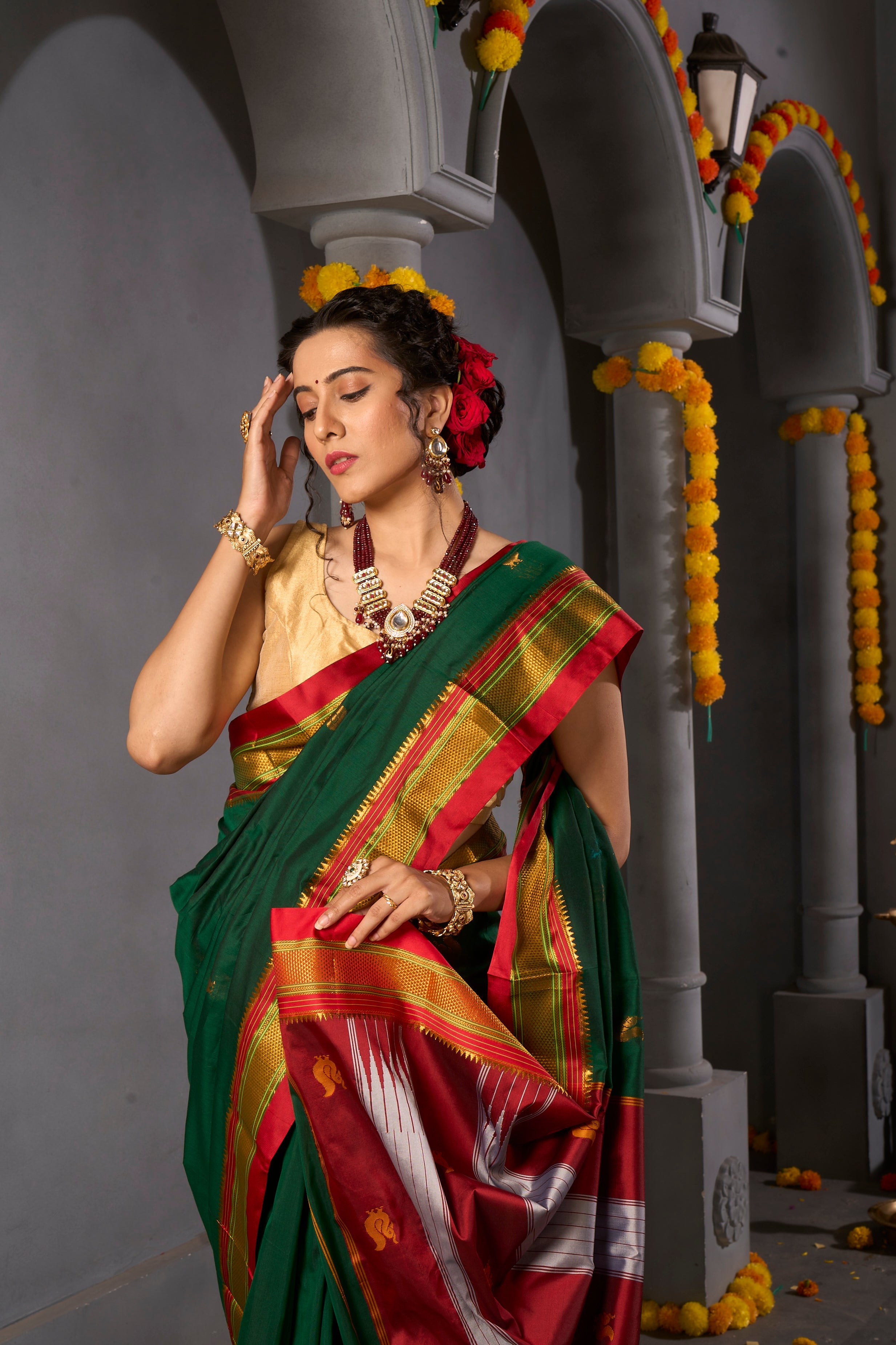 Buy Bright Baby Pink Woven Kanjivaram Saree - Special Wedding Edition Nitaraa