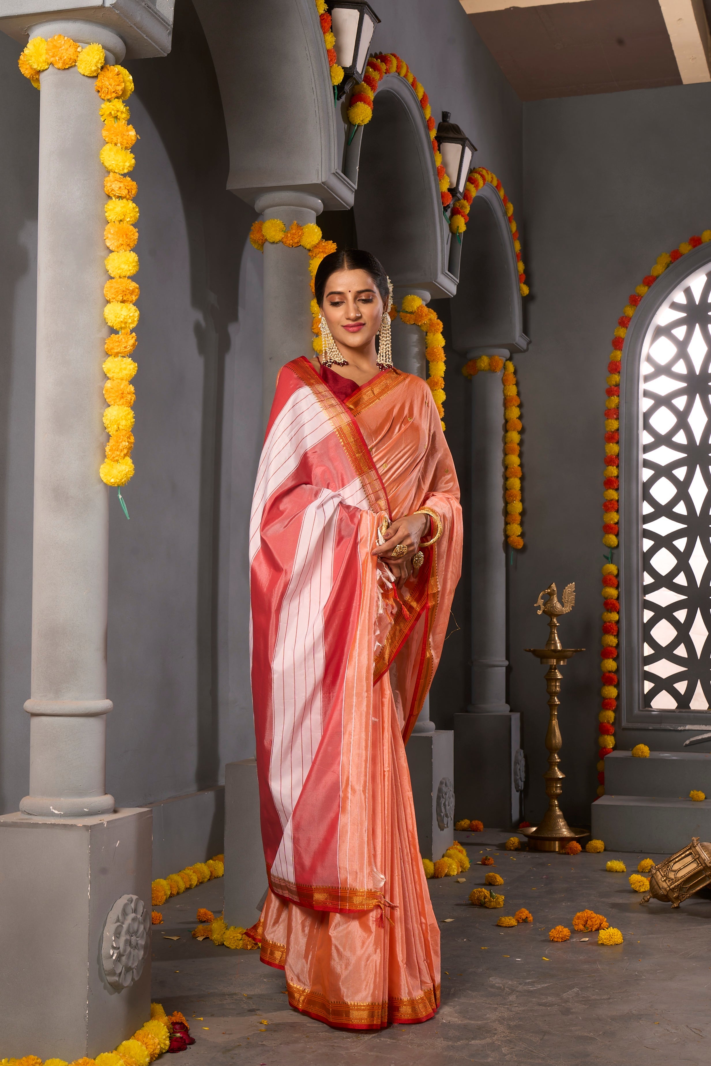Buy Watermelon Pink Woven Kanjivaram Saree - Special Wedding Edition Nitaraa