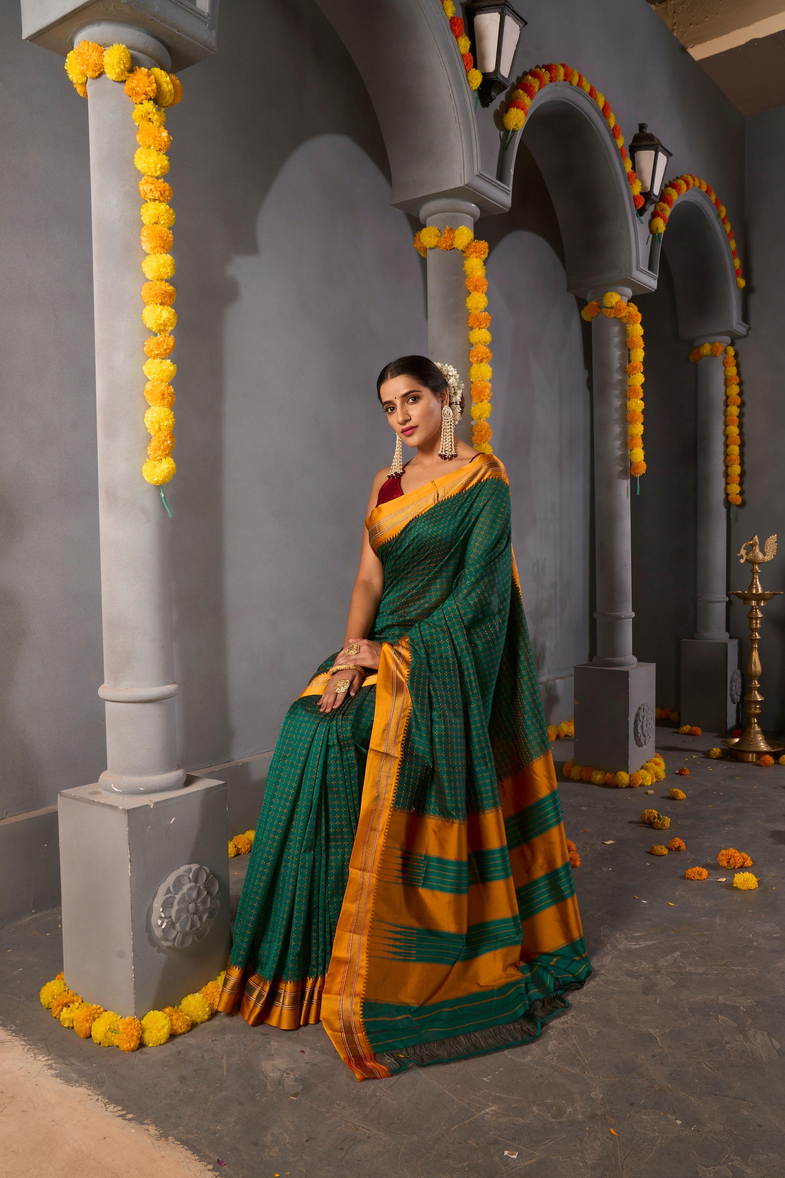 Buy Pumpkin Orange Banarasi Saree Nitaraa