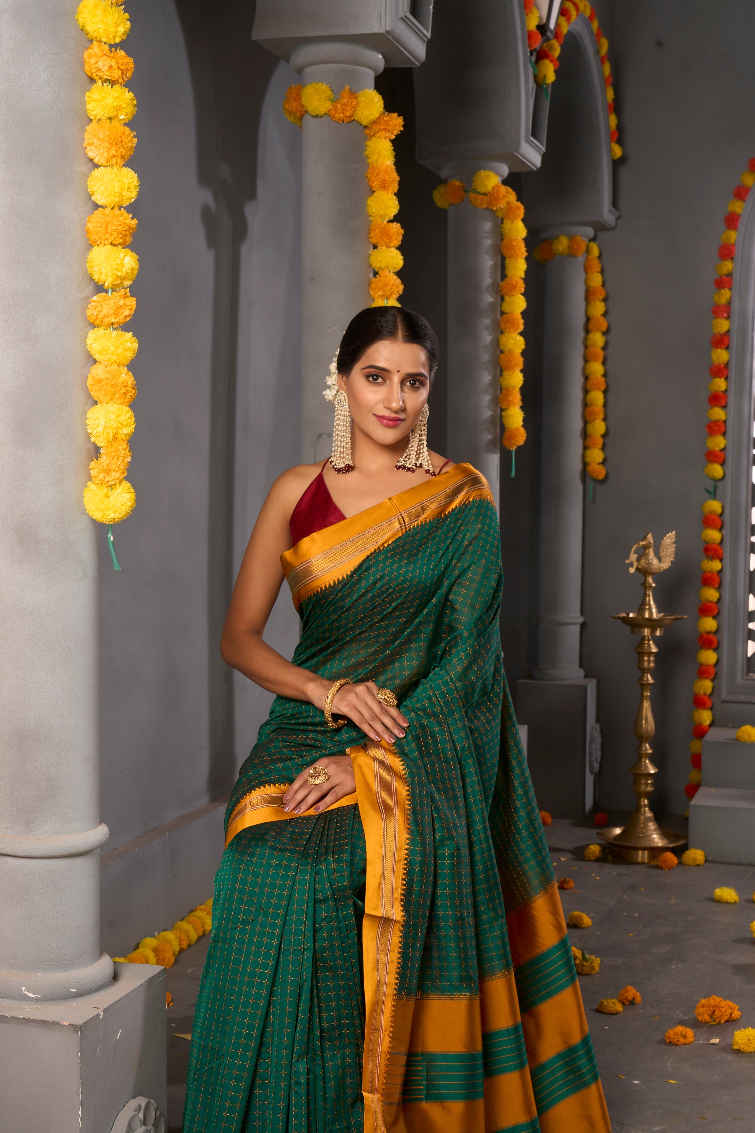 Buy Lemon Yellow Banarasi Saree Nitaraa