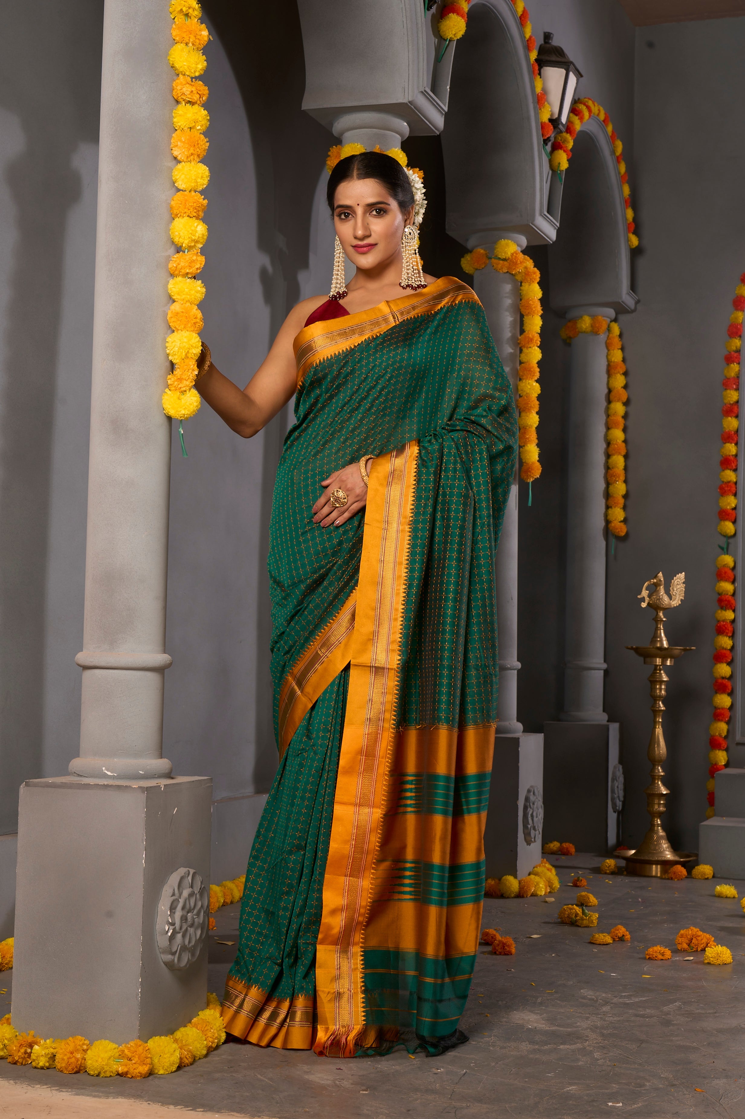 Buy Pista Green Banarasi Saree Nitaraa