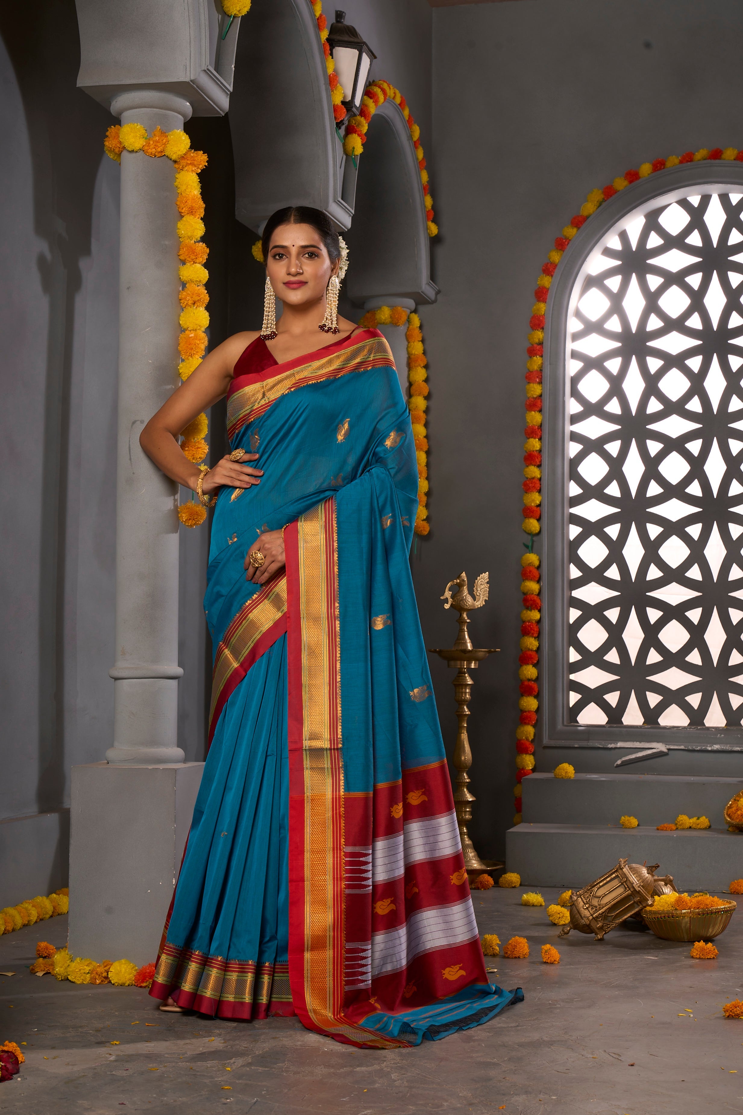 Buy Tiger Orange Ilkal Sarees Nitaraa